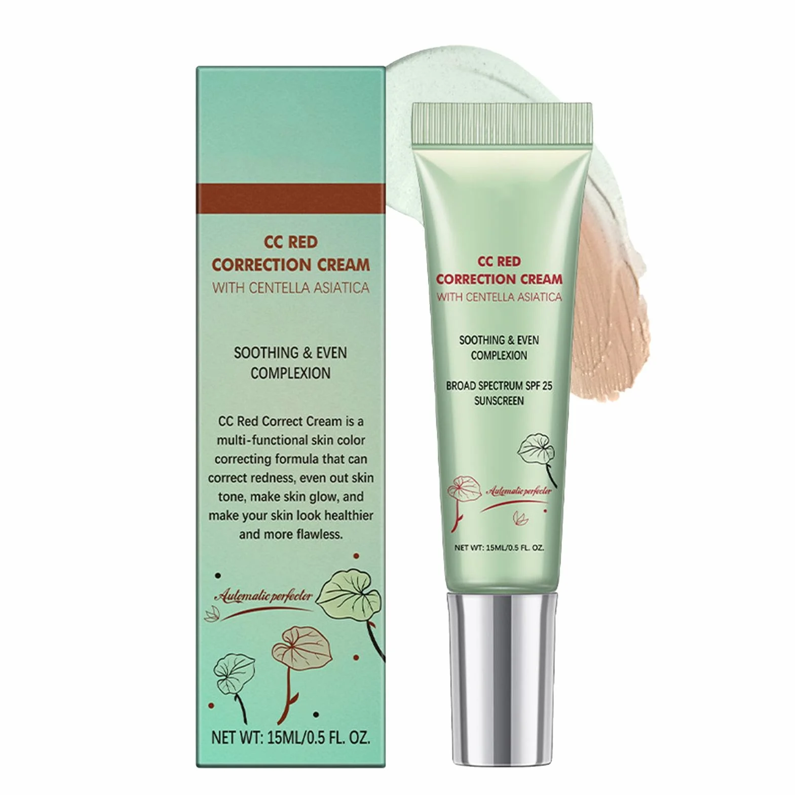 Crème CC Centella Asiatica Hydratante Teintée Correctrice Rougeurs Visage Red Correct