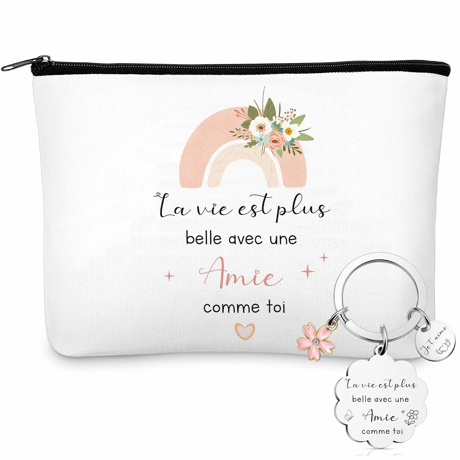 Jadive Porte-Clés Amie Trousse de Maquillage Sac à Cosmétiques avec Fermeture Éclair