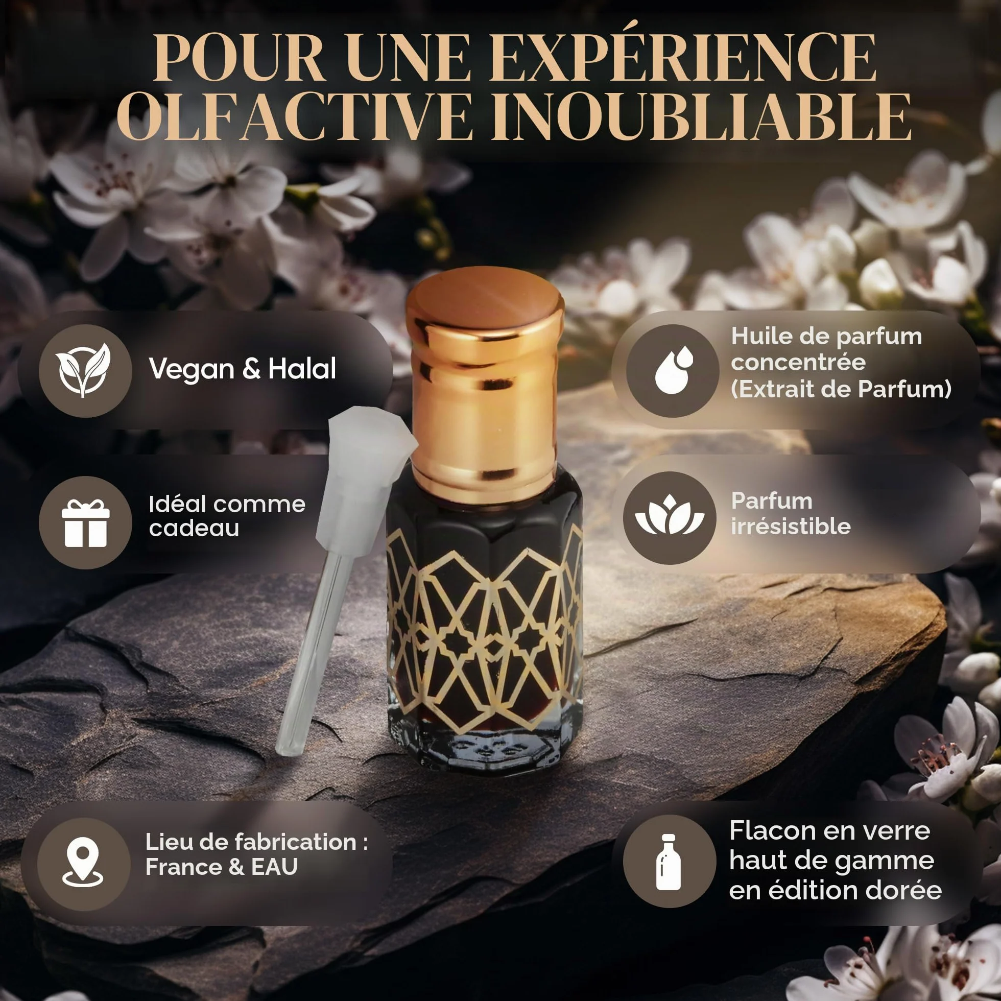 El-Musc Huile de parfum musc noir 6 ml - Parfum Black Musk Misk pour homme et femme