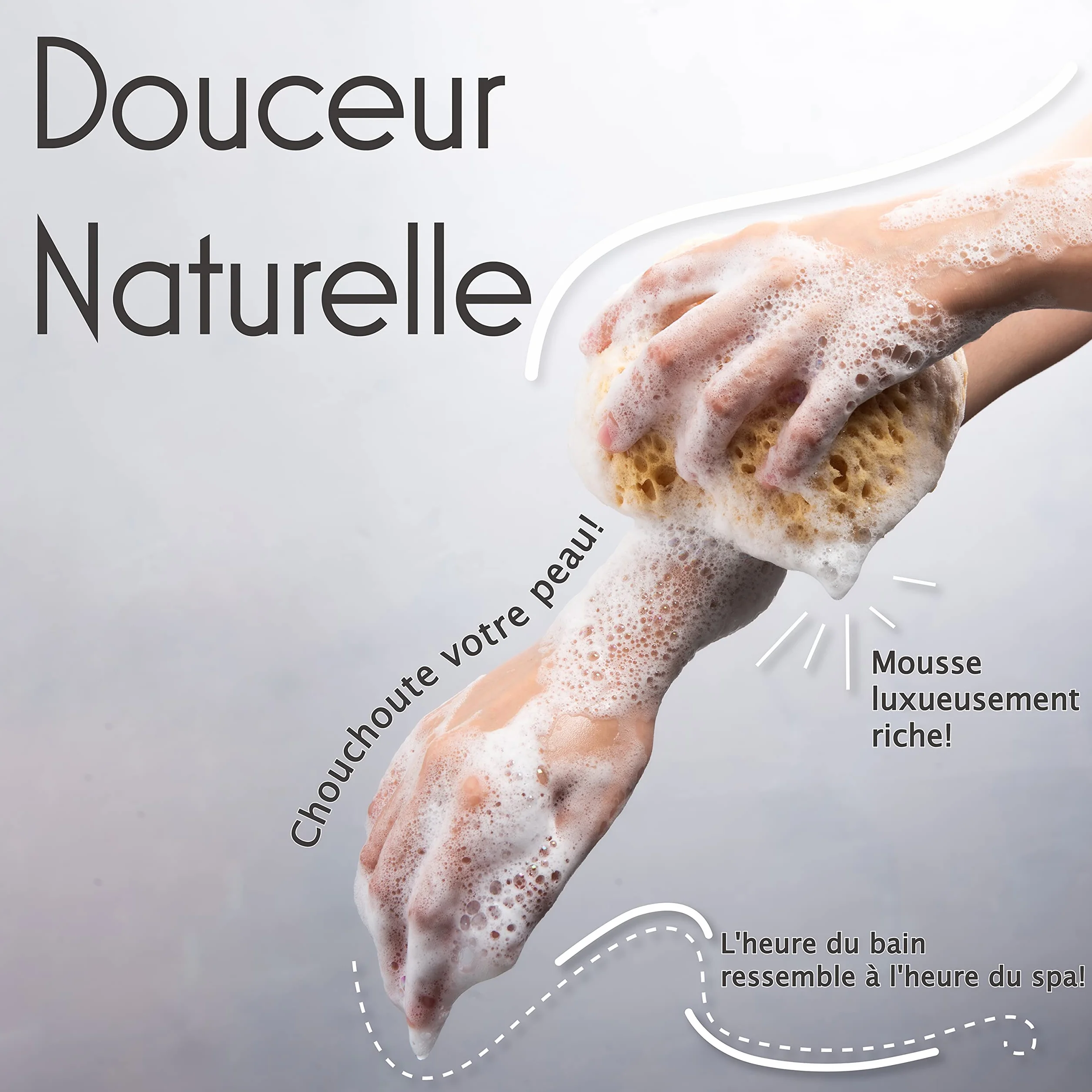 myHomeBody Éponge de bain Loofah mousse grande taille 3 paquets
