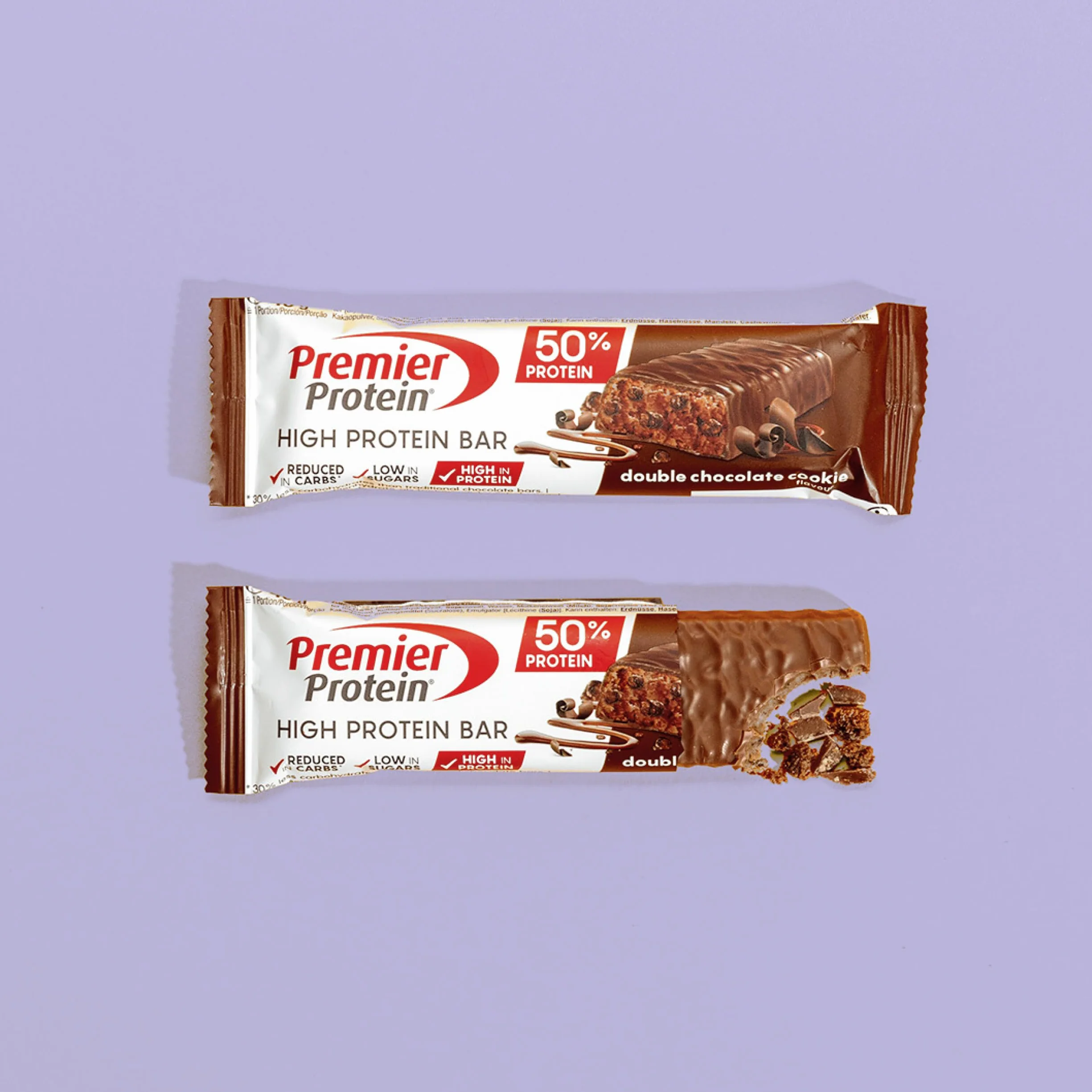 Premier Protein High Protein Bar Double Chocolate Cookie 16x40g Low Sugar Riegel Palmölfrei