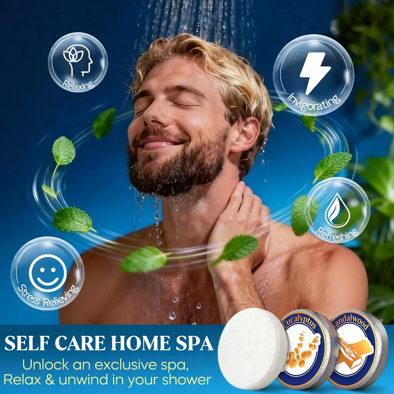 Bombes de Douche Aromathérapie pour Hommes, 8 Pièces Cadeau Fête des Pères