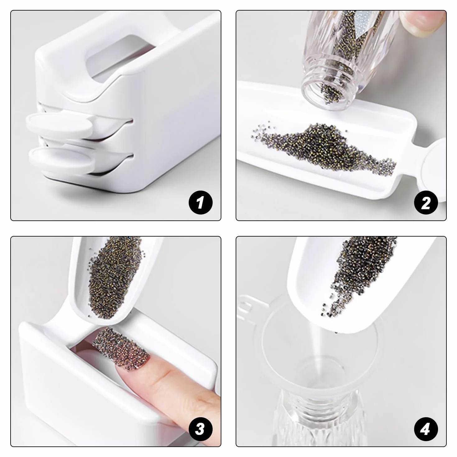 Kit d'ongles 6 pièces avec revêtement en poudre, système de plateau en poudre, outils de nail art