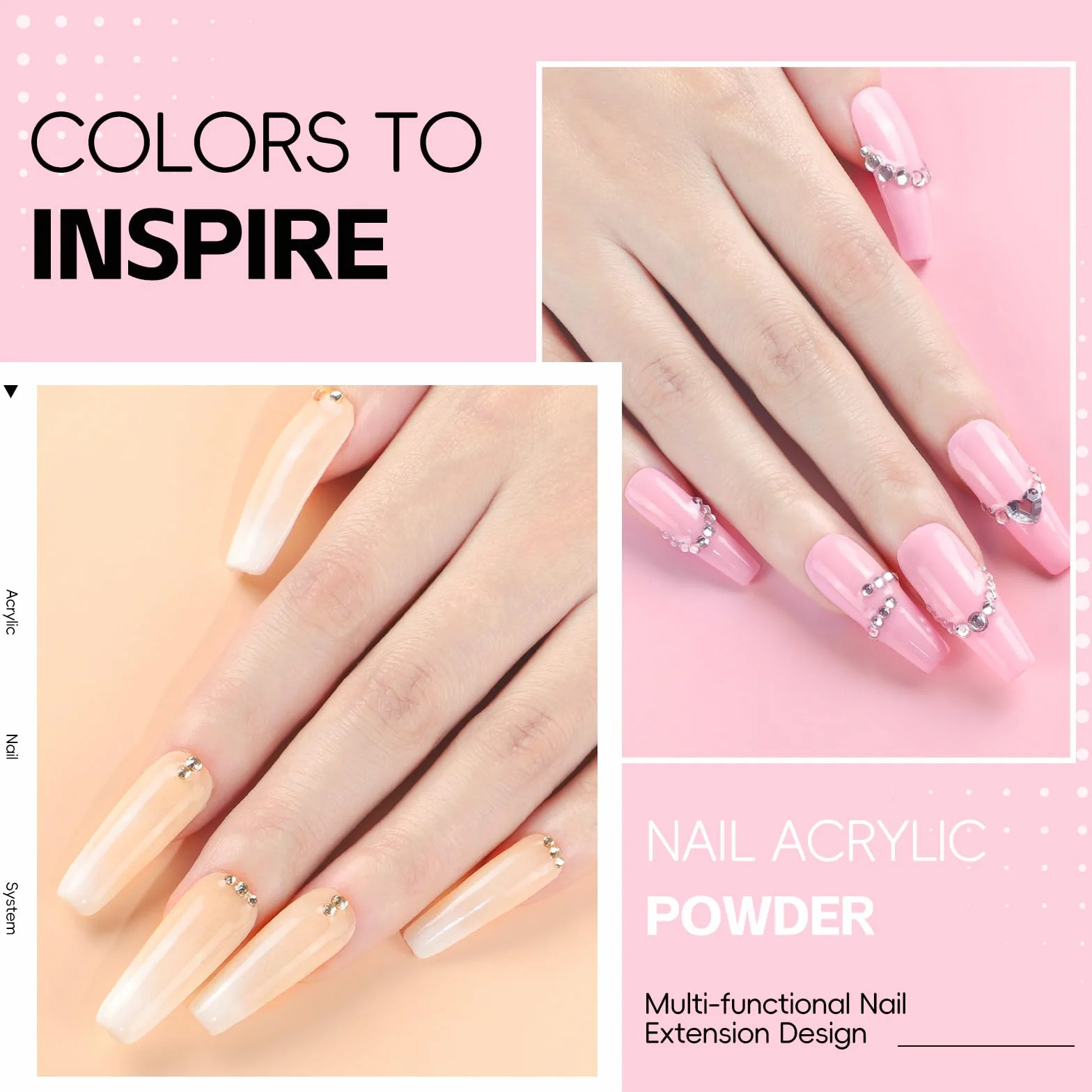 COSCELIA Kit Acrylique Ongles,3 Couleurs Nude Blanc Rose Poudre Acrylique pour Ongles 6 Couleurs Kit Faux Ongles Gel U V Complet avec Kit Lampe Vernis Semi Permanent Base Top Coat pour Débutants