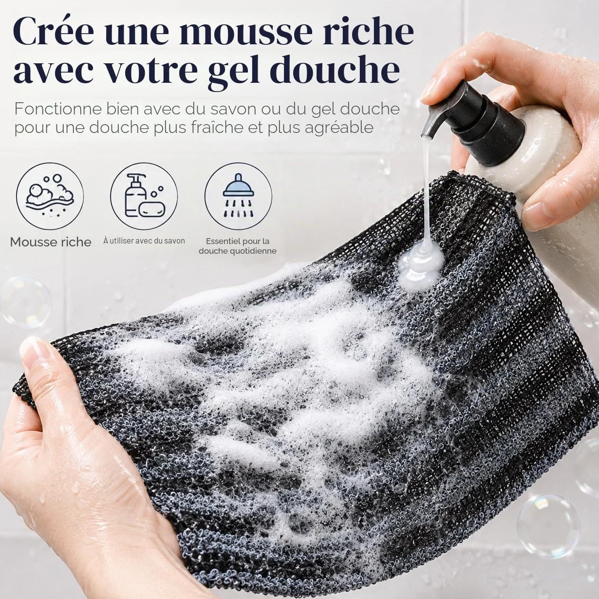 Serviette Exfoliante Douche 3 Pièces Japonaise 25×100 cm Lave Dos Long Double Face Homme Femme