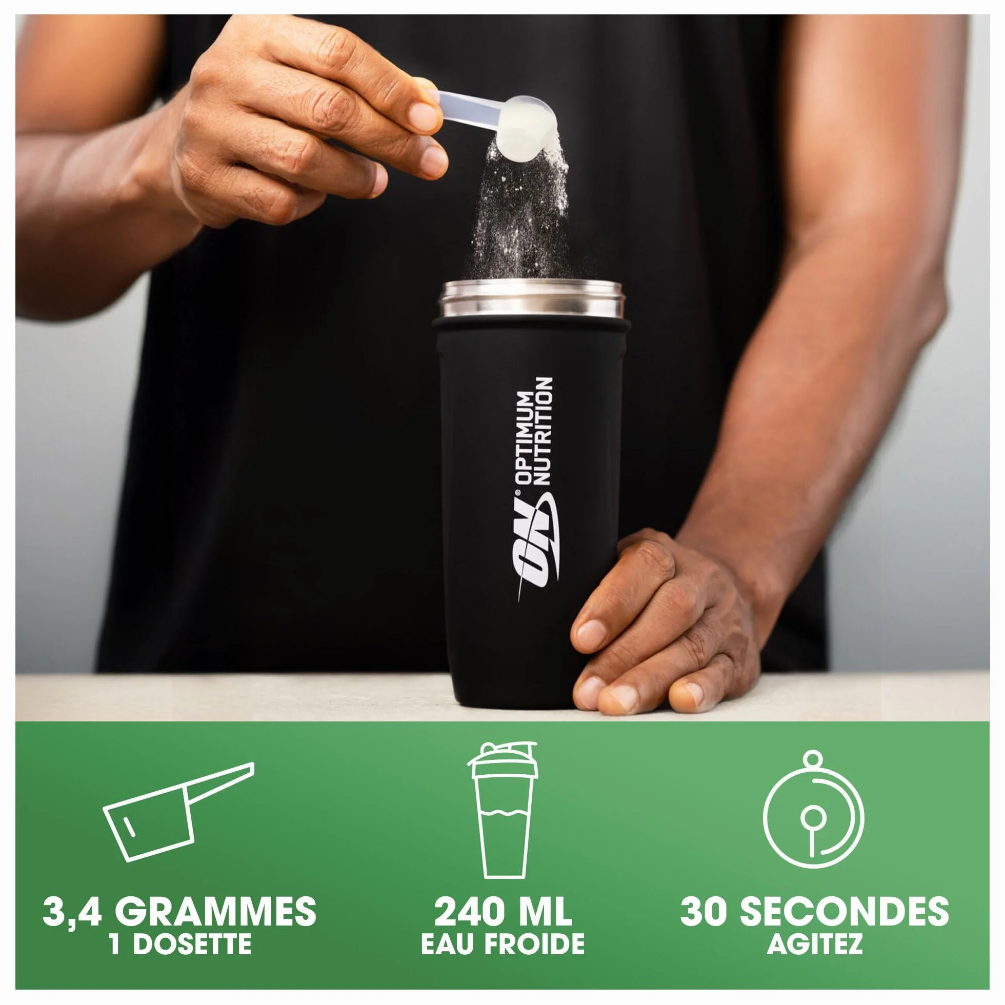 Optimum Nutrition Créatine Micronisée en Poudre, Sans Arôme, 634g, 186 Doses