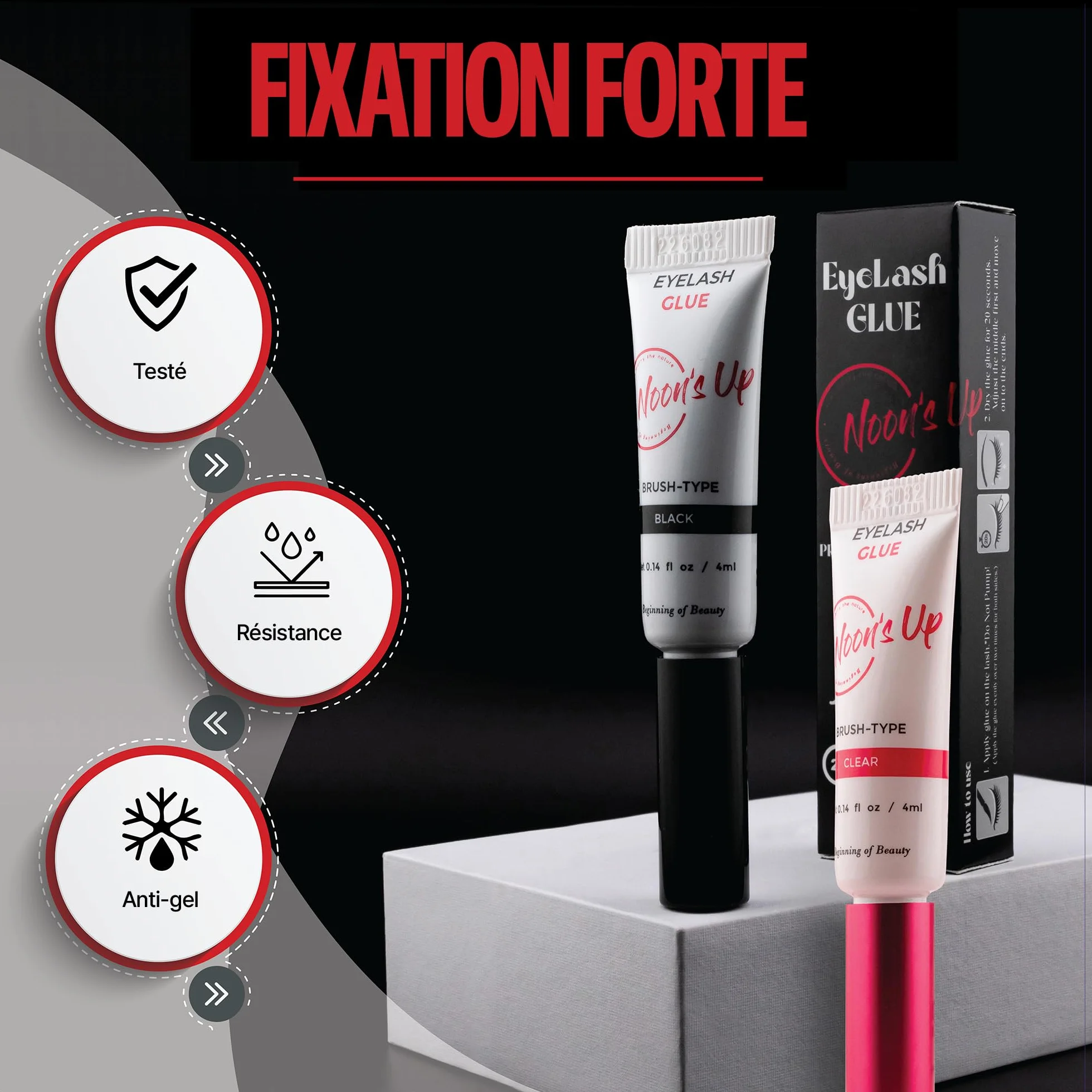 NOON'S UP Colle à Faux Cils Noire Fixation Extra Forte Waterproof 4 ml