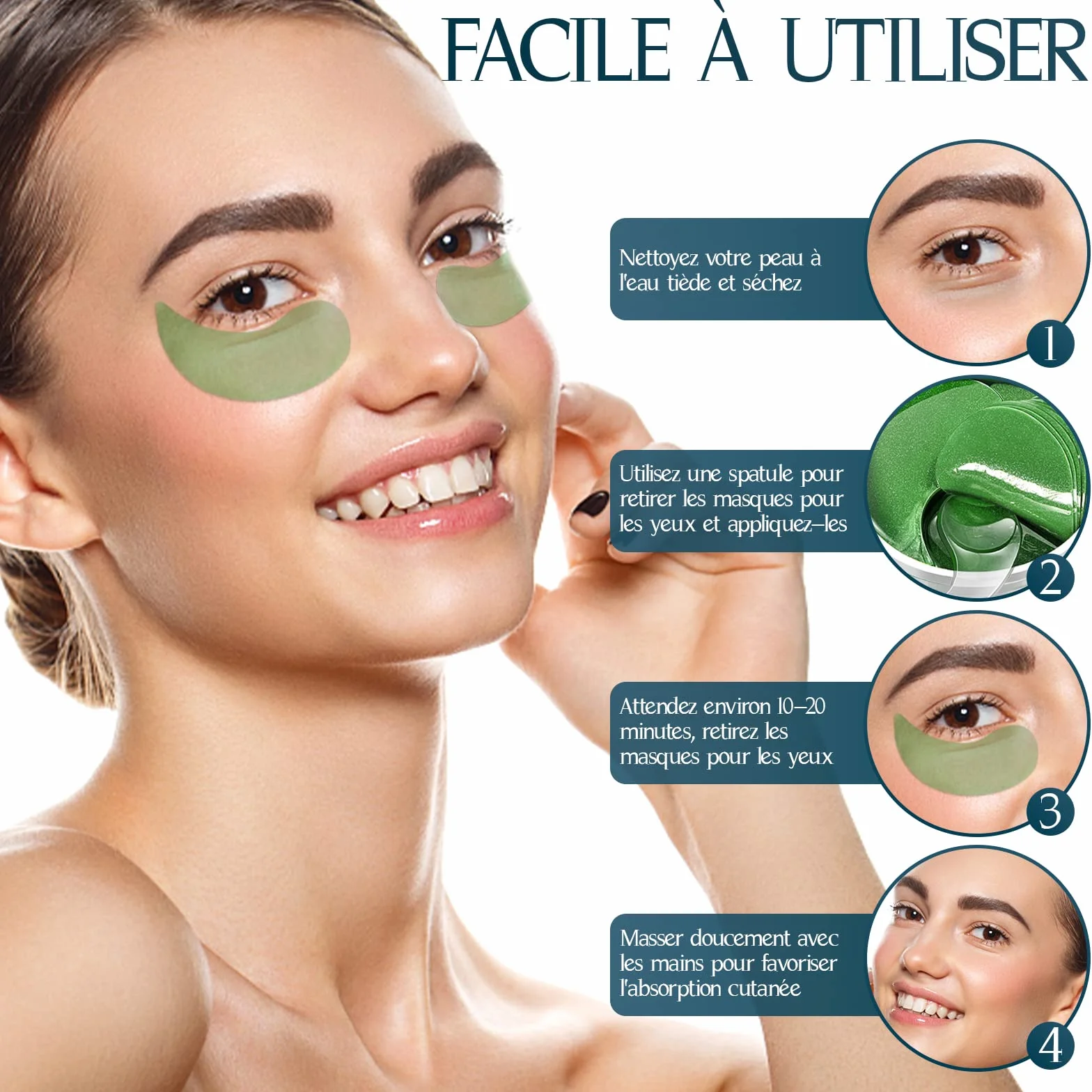 Masque Yeux Collagène 30 Paires Anti-âge Cernes Poches Rides Hydratant