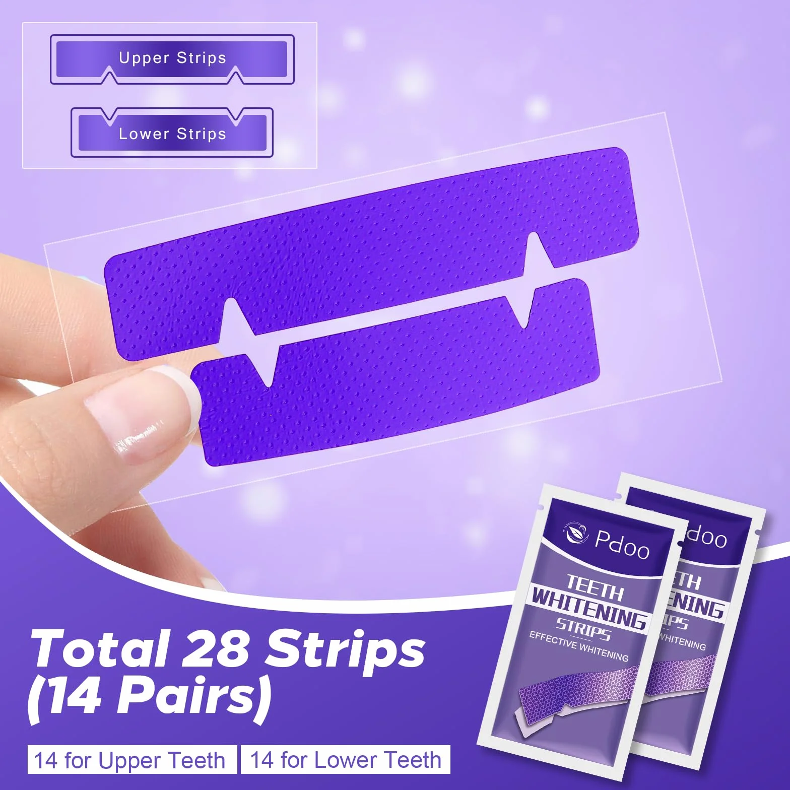 Bandes de Blanchiment Dentaire Violet 28 Pcs Kit Sans Peroxyde Correcteur de Teinte Jaune