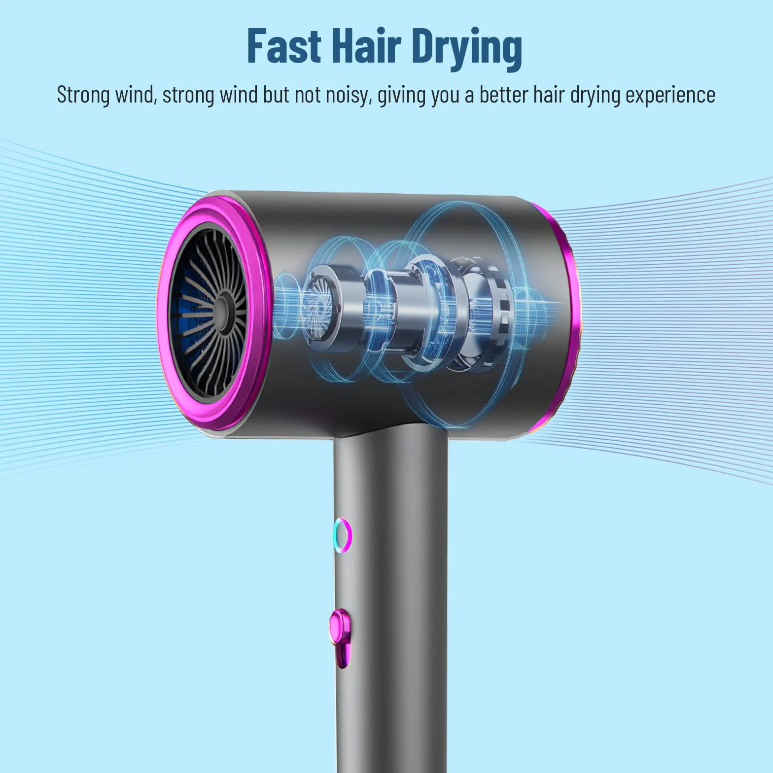 Sèche-Cheveux Professionnel IONIQUE 2400W, Moteur AC Silencieux, Séchage Rapide, 3 Températures, avec Diffuseur & Concentrateur, Léger pour Voyage, Anti-Frisottis pour Cheveux Bouclés/Fins/Épais
