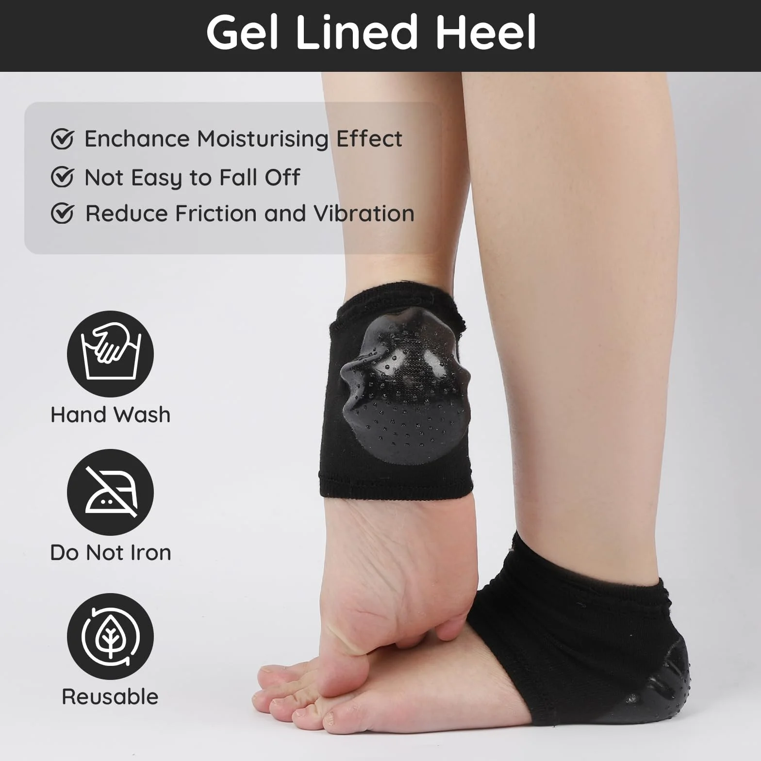 Segbeauty Chaussettes à Bout Ouvert en Gel, 4 Paires, Chaussettes Hydratantes pour Pieds Secs en Silicone (Noir)