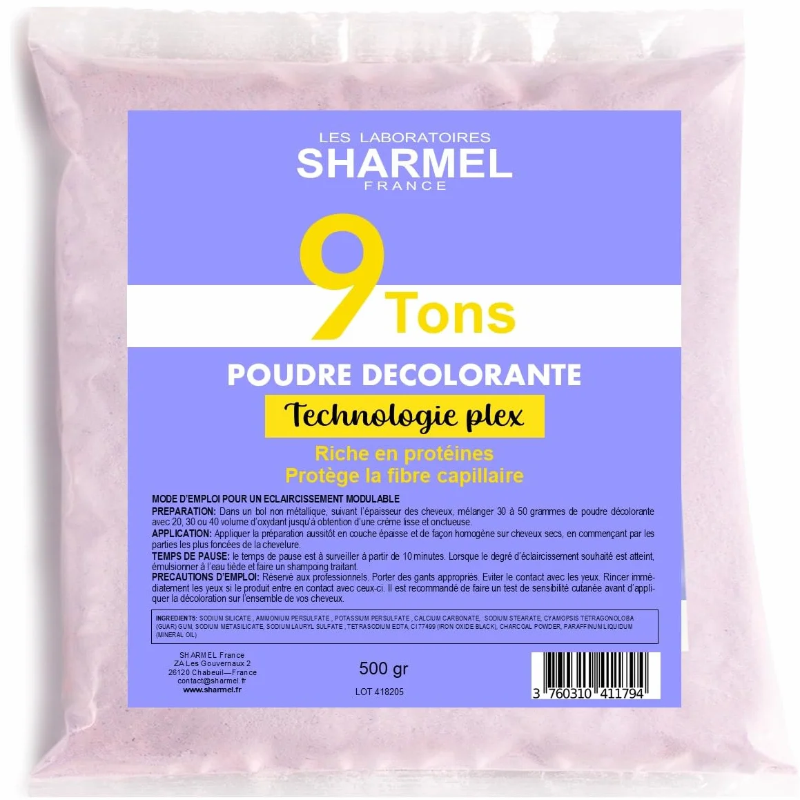 POUDRE DECOLORANTE 9 TONS AVEC TEHNOLOGIE PLEX HAUTE PROTECTION 500GR