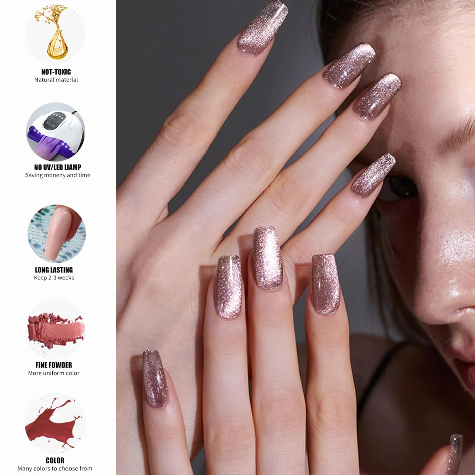 Kit Dip Powder 8 Couleurs Manucure Professionnel avec Activateur Base Top Coat French Set 02