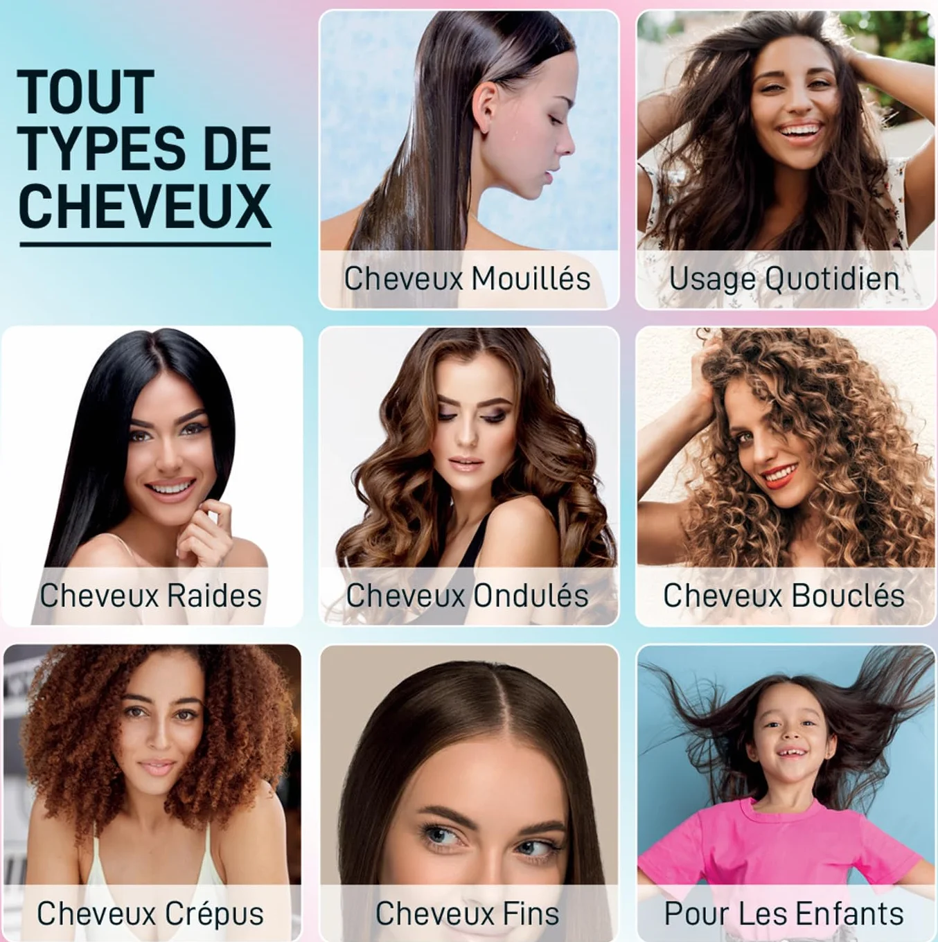 Brosses à Cheveux en Poils de Sanglier Démélant Naturel Set Rose et Violette