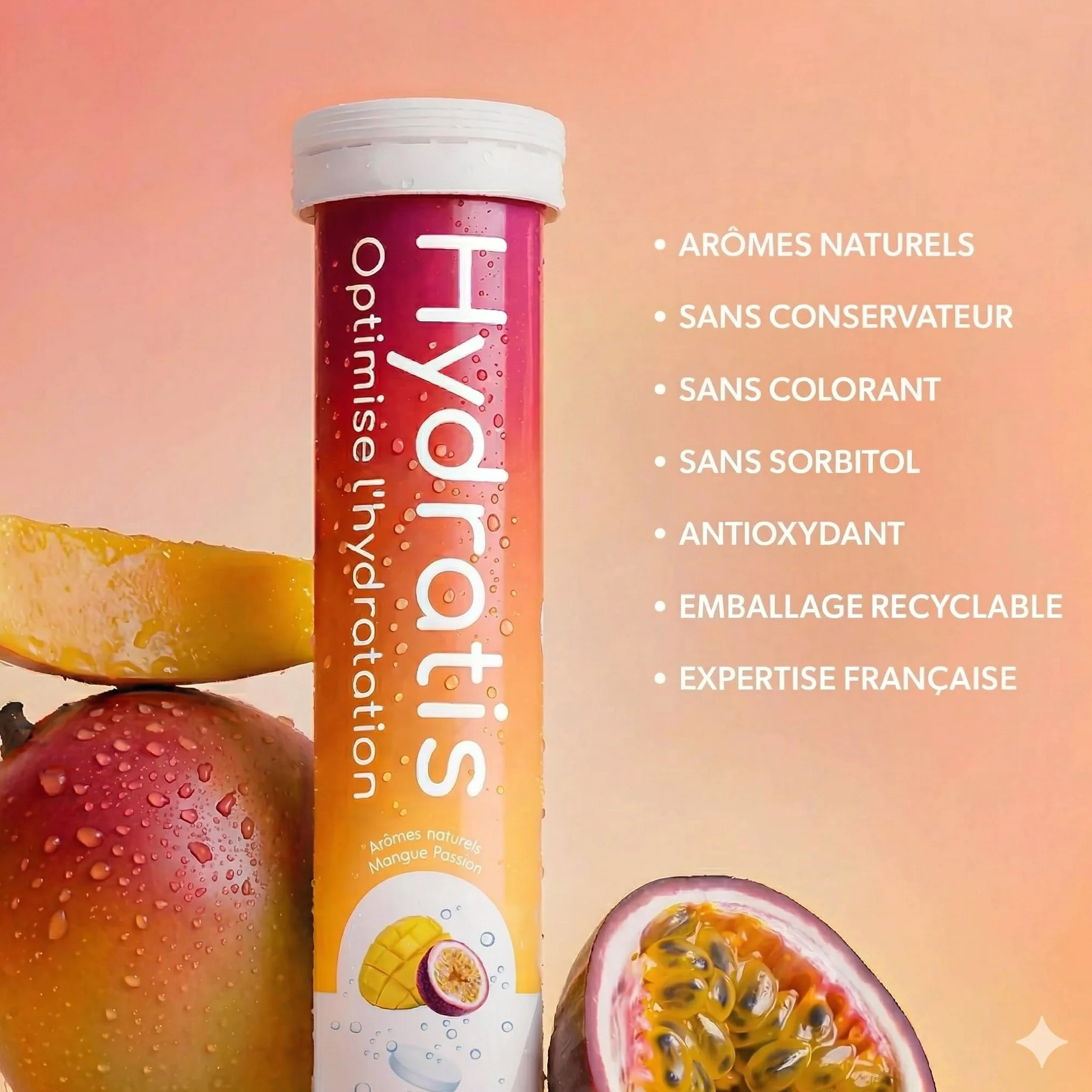 HYDRATIS Pastilles Hydratation Electrolytes Mangue Passion Isotonique Sport Récupération 20 Pastilles