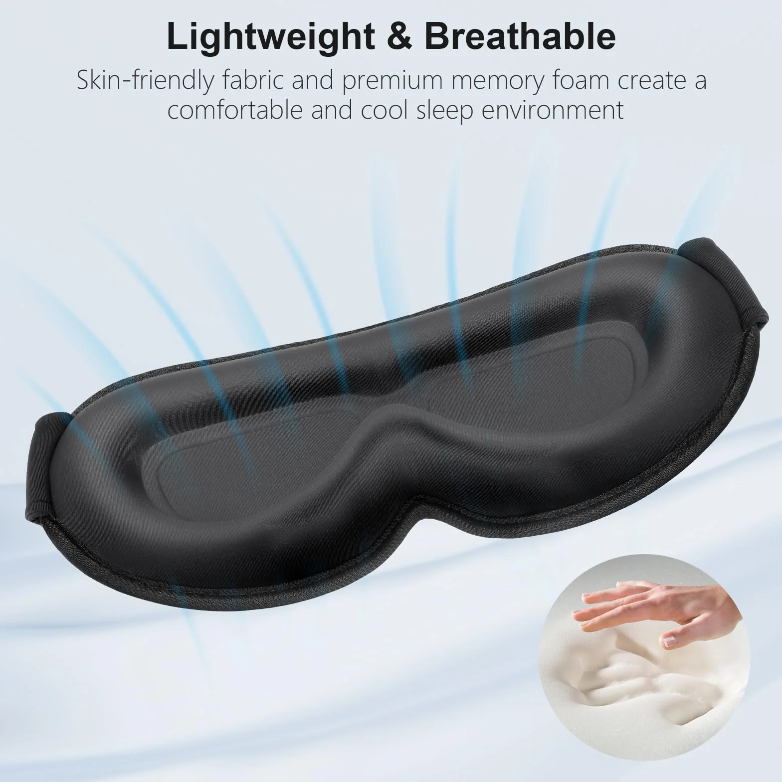 Gritin Masque de Nuit Occultant 100% Hommes Femmes, Masque de Sommeil Zero Pression Ergonomique 3D, Cache Yeux Ultra Doux Confortable