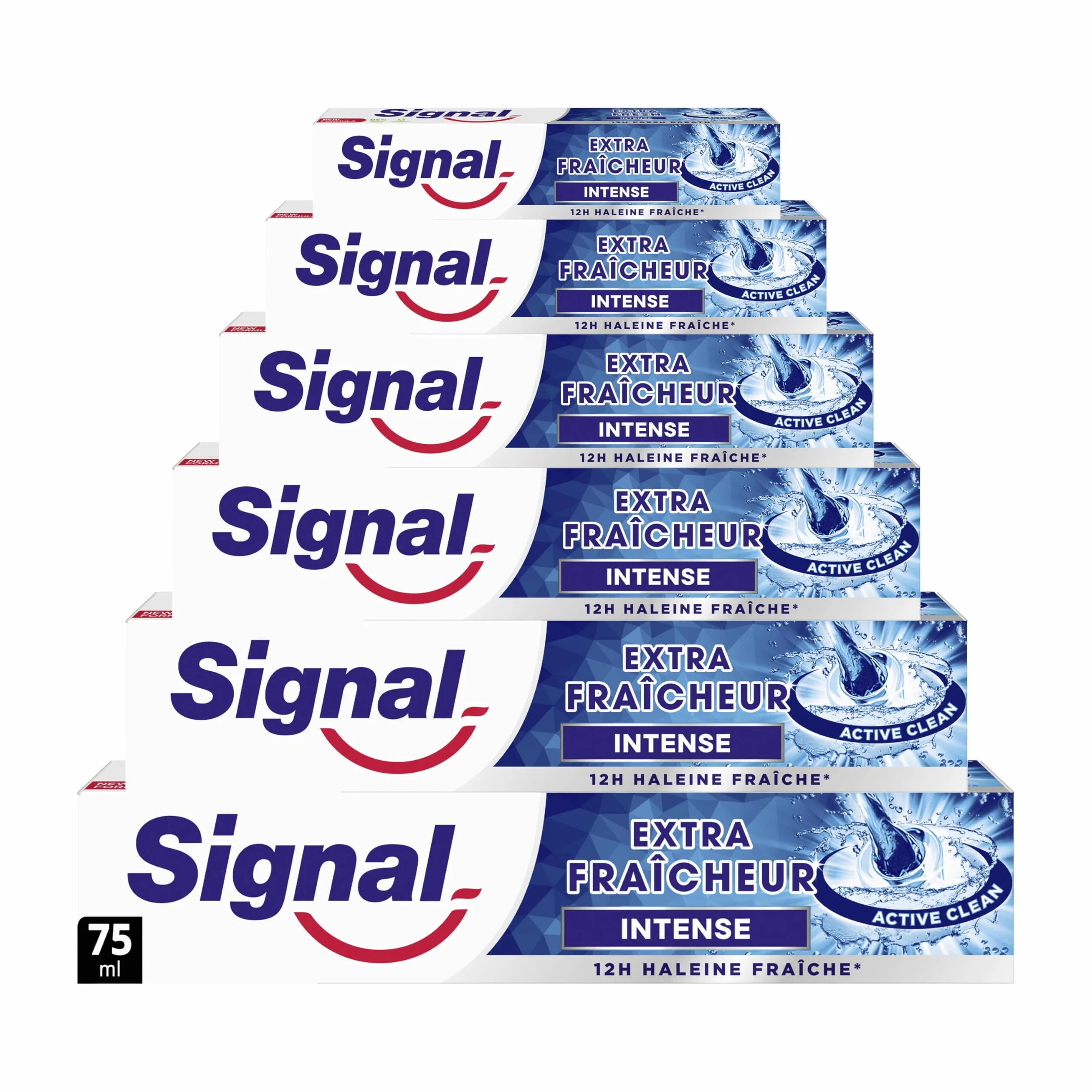 SIGNAL Dentifrice Extra Fraicheur Intense 12h Haleine Fraiche 96% Ingrédients Naturels Lot de 6x75ml