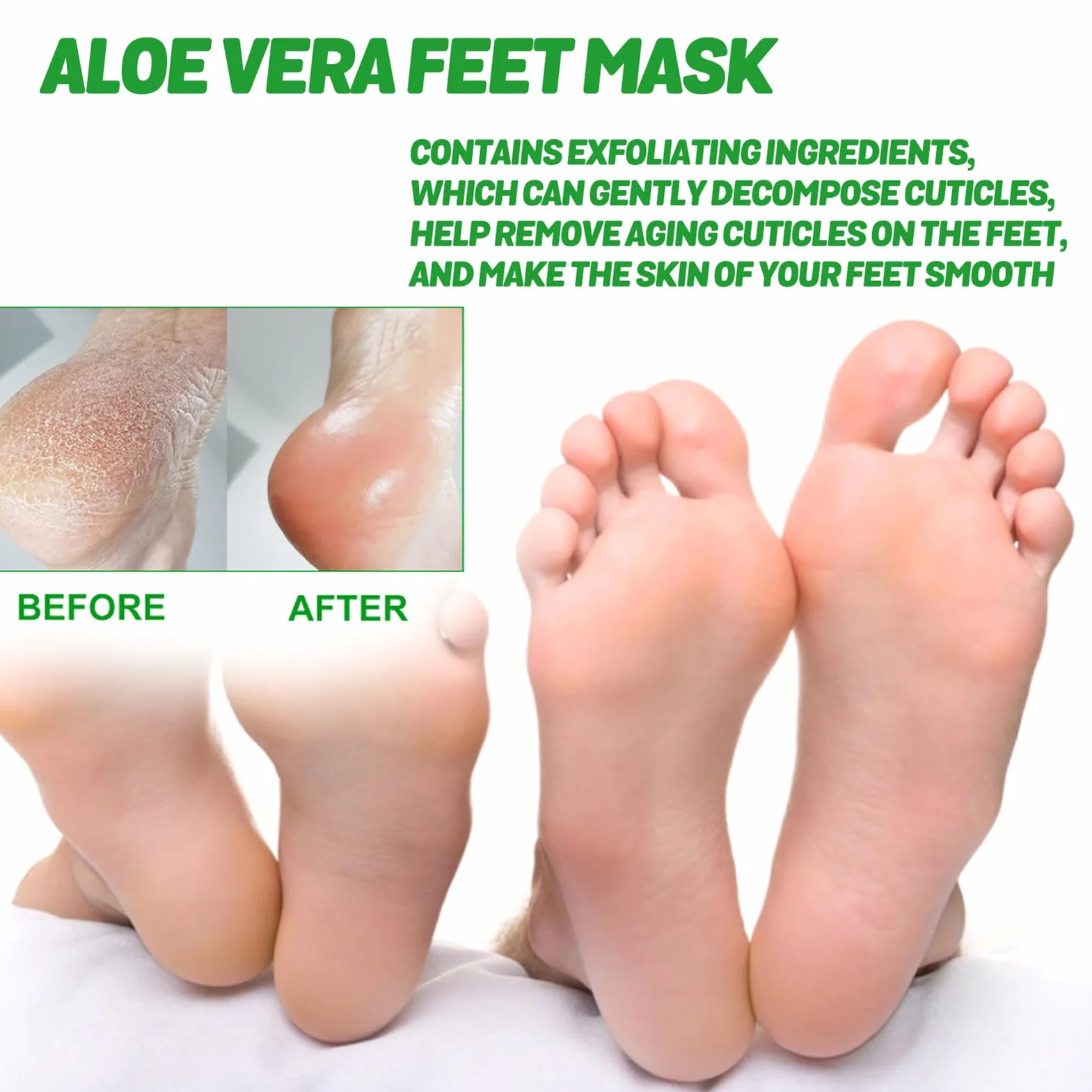 Yinhing Masque Pieds Aloe Vera 5 Pièces Exfoliant Hydratant Soin Doux Lisses