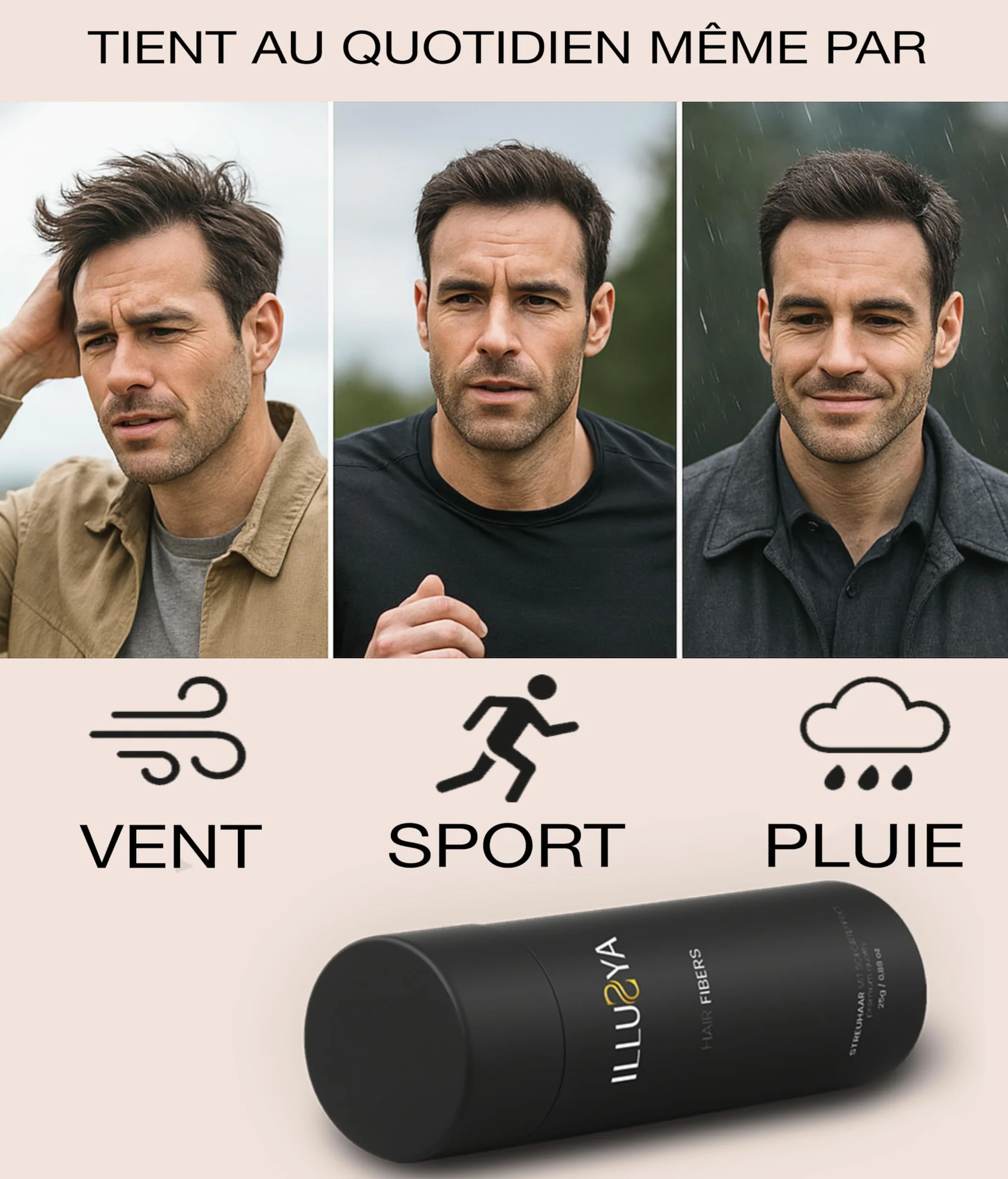 Fibres capillaires densifiantes – Densificateur de cheveux – Effet densité naturel – Pour cheveux fins et clairsemés - brun fonce - 25g