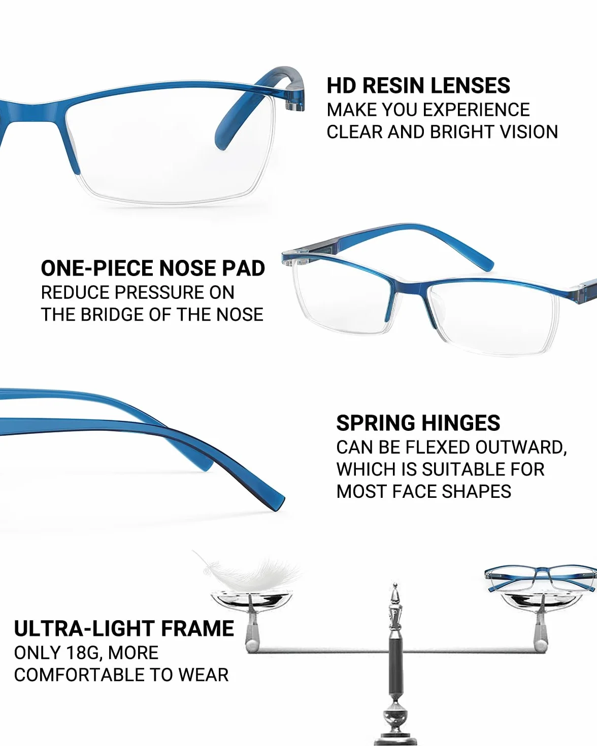 TERAISE lunettes de lecture anti-lumière bleue homme femme robustes ordinateur étui inclus