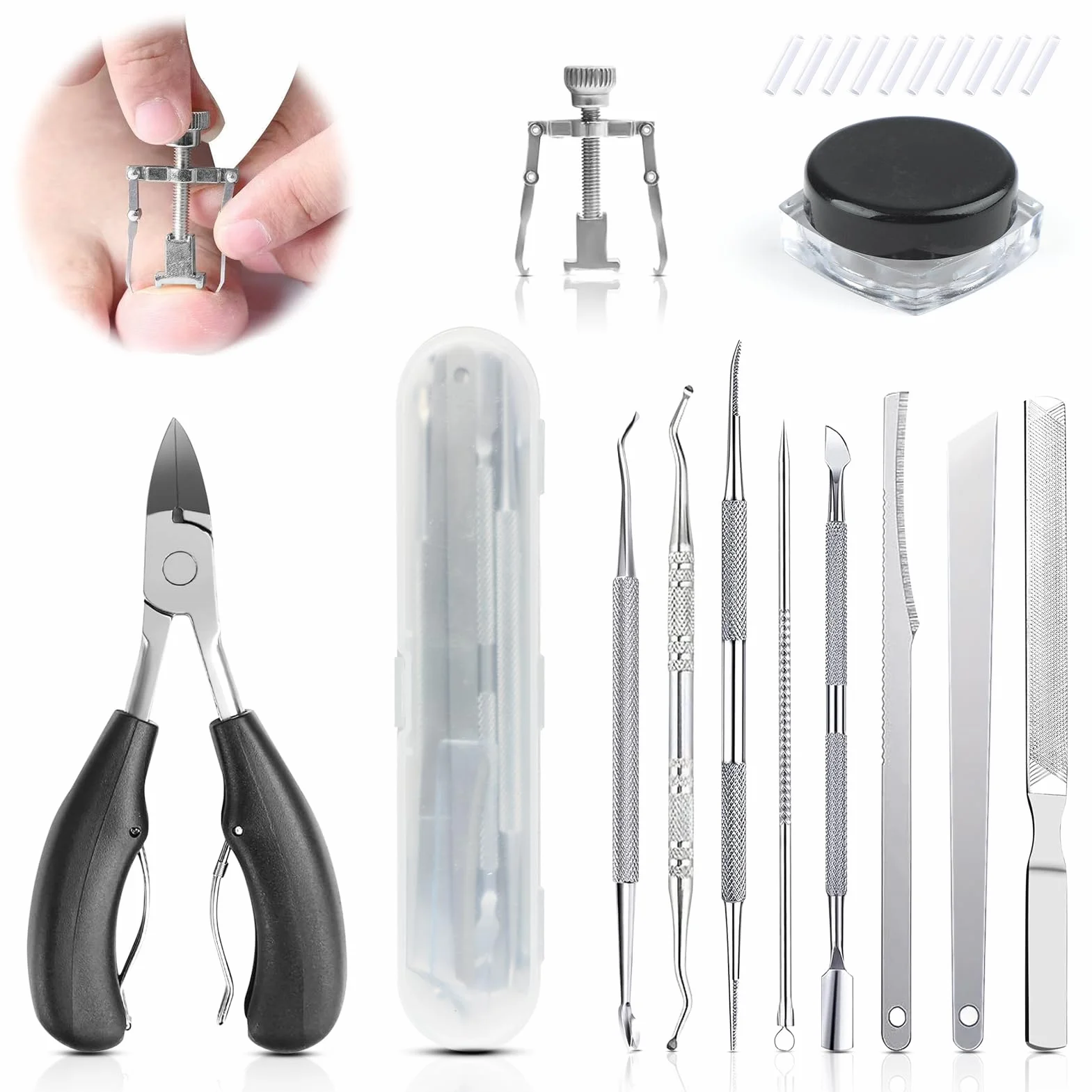 Ongle Incarné Kit, 22Pcs Pedicure Professionnel pour Pied Kit de Correction D'ongles Incarnés Coupe Ongle Pied Kit de Soin des Pieds en Acier Inoxydable Kit Pedicure pour Usage Domestique