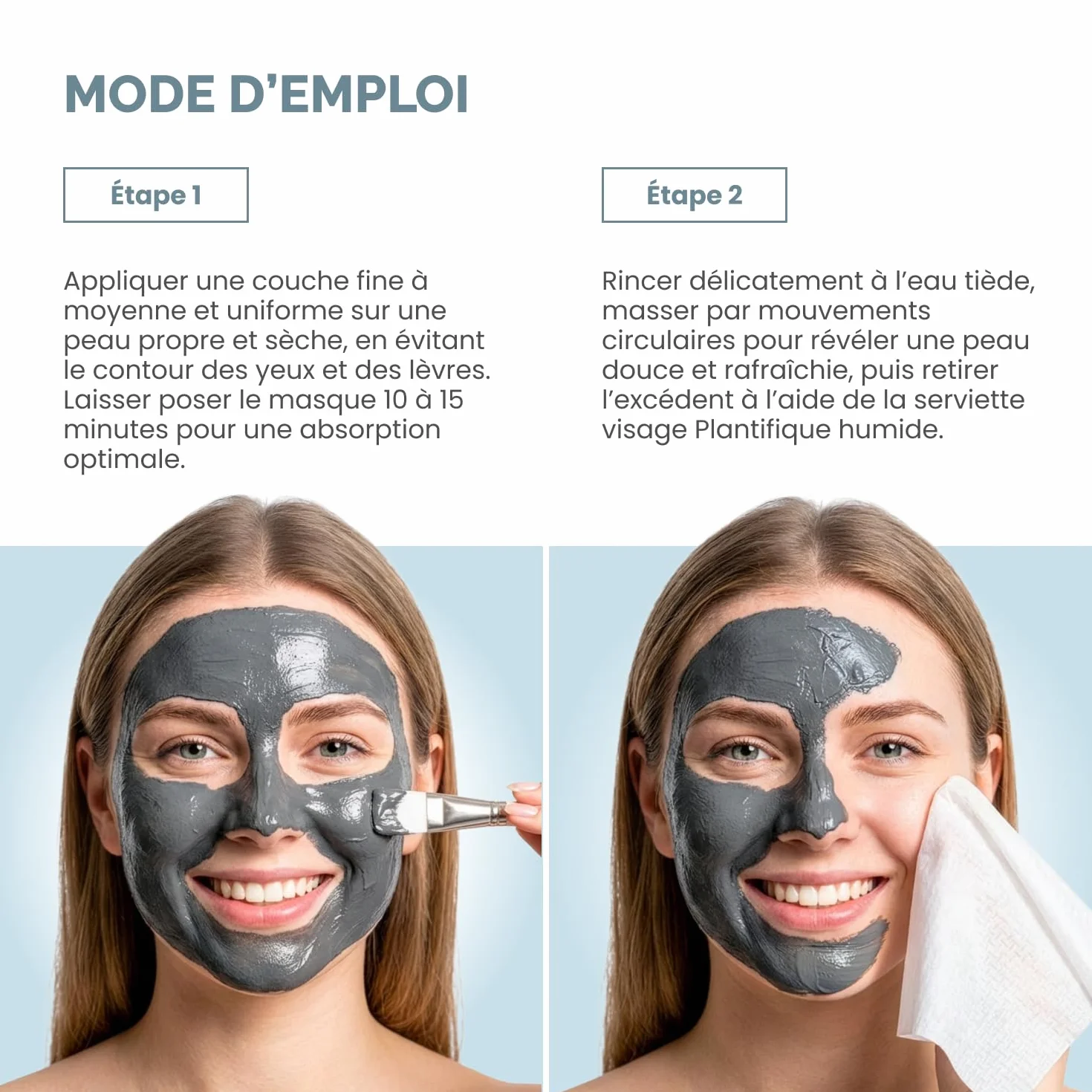 PLANTIFIQUE Masque Coréen à l'Argile Volcanique et Mer Morte – Masque Visage avec Charbon, Acide Hyaluronique, Huile de Jojoba et Beurre de Karité – Purifie, Affine les Pores, Hydrate et Apaise, 110g