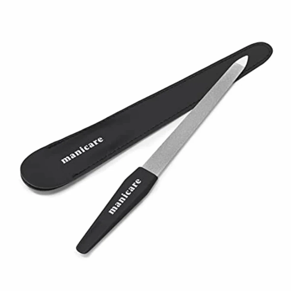 Manicare Lime à ongles saphir double face gros et fin métallique durable avec étui de protection manucure pédicure