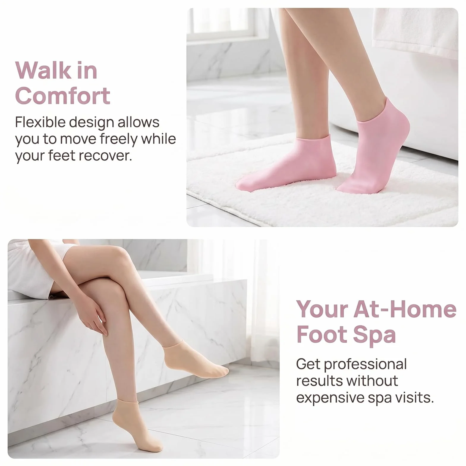 Chaussettes et Gants Hydratants en Silicone 4 Pièces Soin des Mains et Pieds Calleux Secs