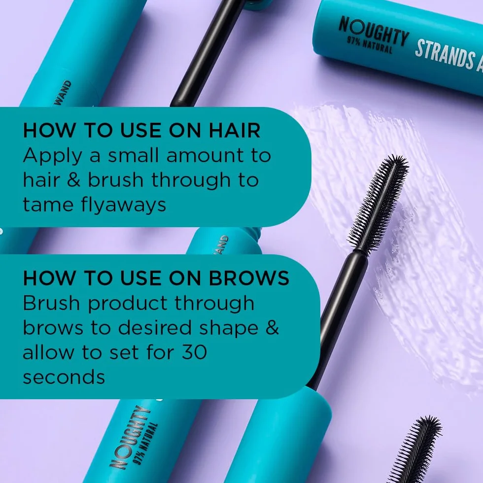 Noughty 97% Frizz Natural Frizz Magic Strands Away Flyaway Wand, Contrôle les cheveux et les sourcils crépus, Finition lisse et non grasse, à l’huile de marula et à l’huile de noix de coco 12ml