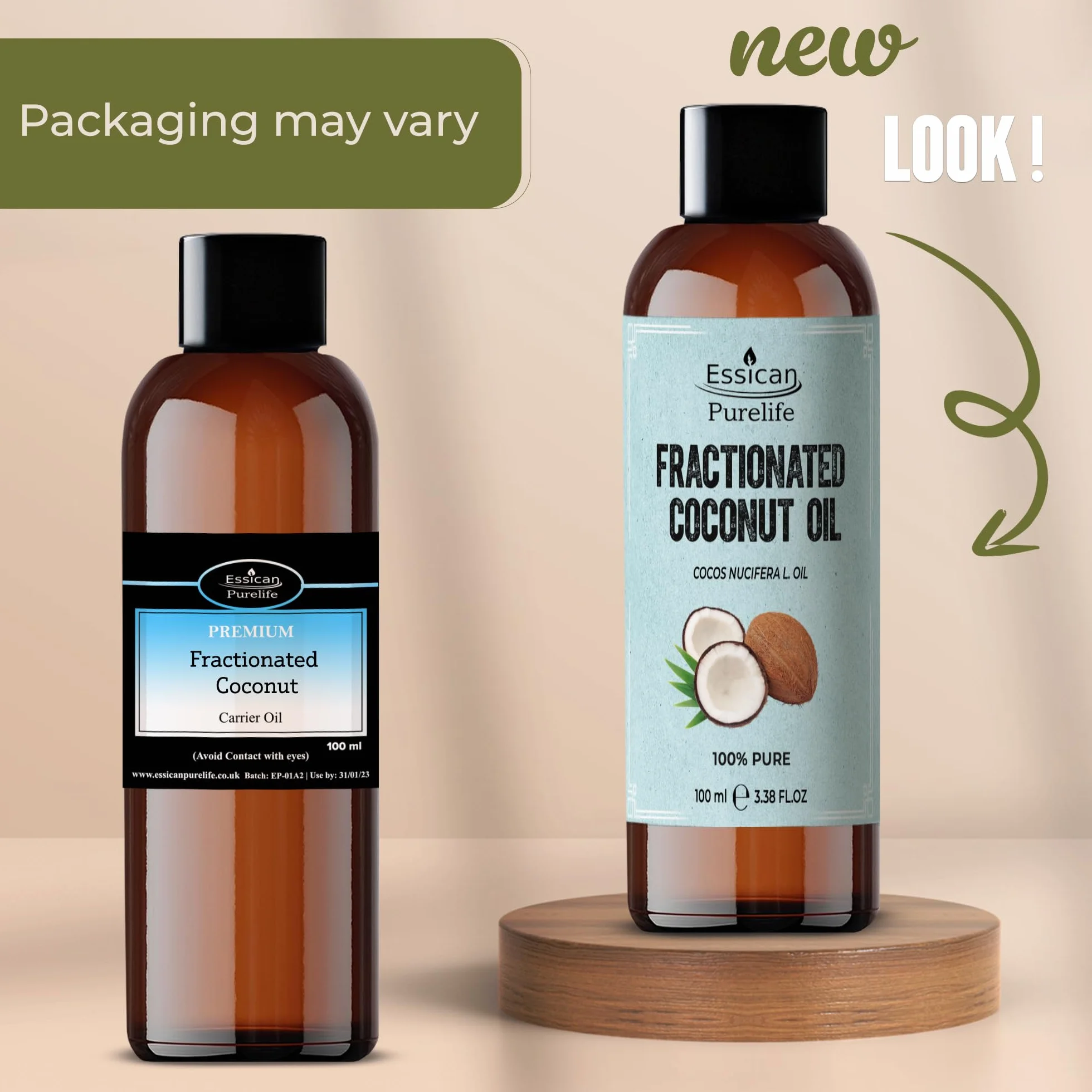 Huile de Coco Pure Liquide 100ml MCT Fractionnée Peau Cheveux Lèvres