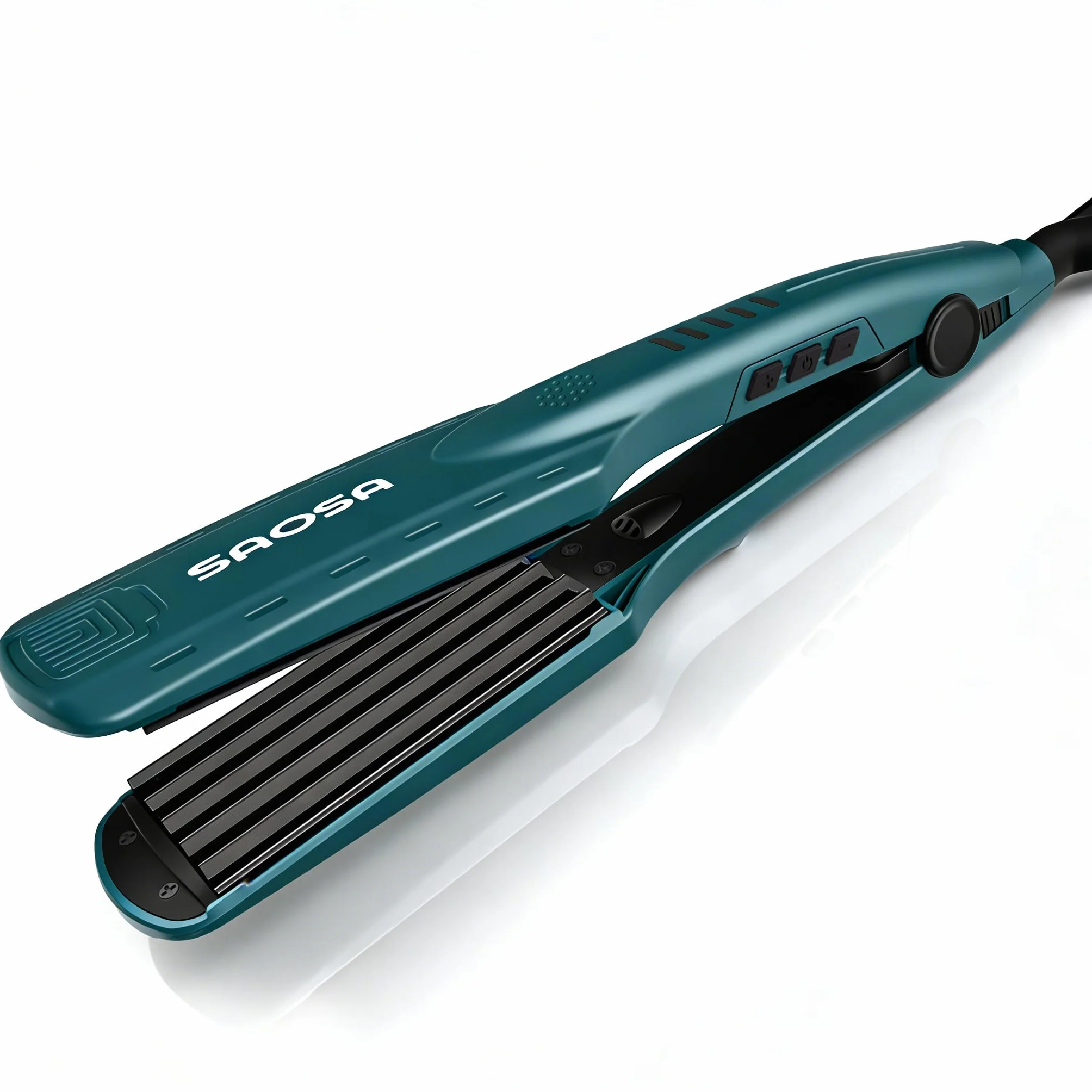 SAOSA Fer à Gaufrer Cheveux Professionnel 35mm - Fer à Onduler Crimper avec 5 Températures Réglables 150°C-230°C, Chauffe Rapide 30s, Plaques Céramique Tourmaline, Bivolt 100-240V, Volume Racines