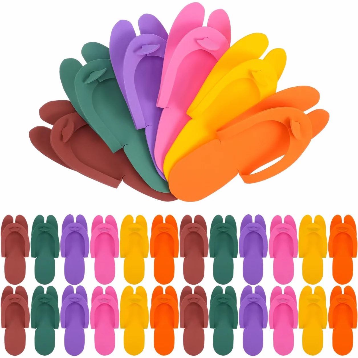 Holibanna 24 Paires de Pantoufles Jetables en Mousse Coloré Art Pédicure Tongs Voyage Portable Pied Porter 29 Cm