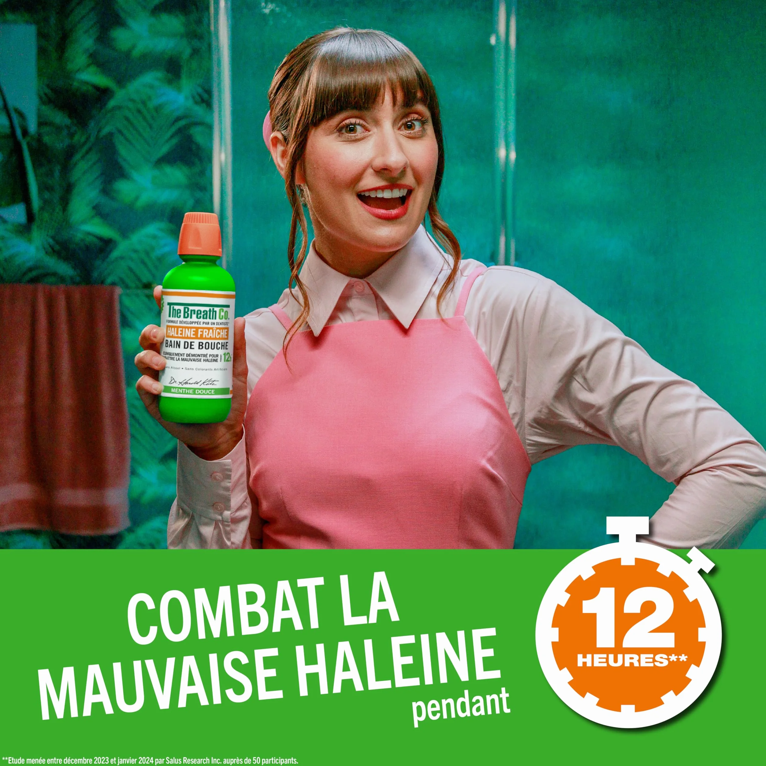 Bain de Bouche Sans Alcool The Breath Co Haleine Fraîche 12h Menthe Douce Lot de 2 x 500ml