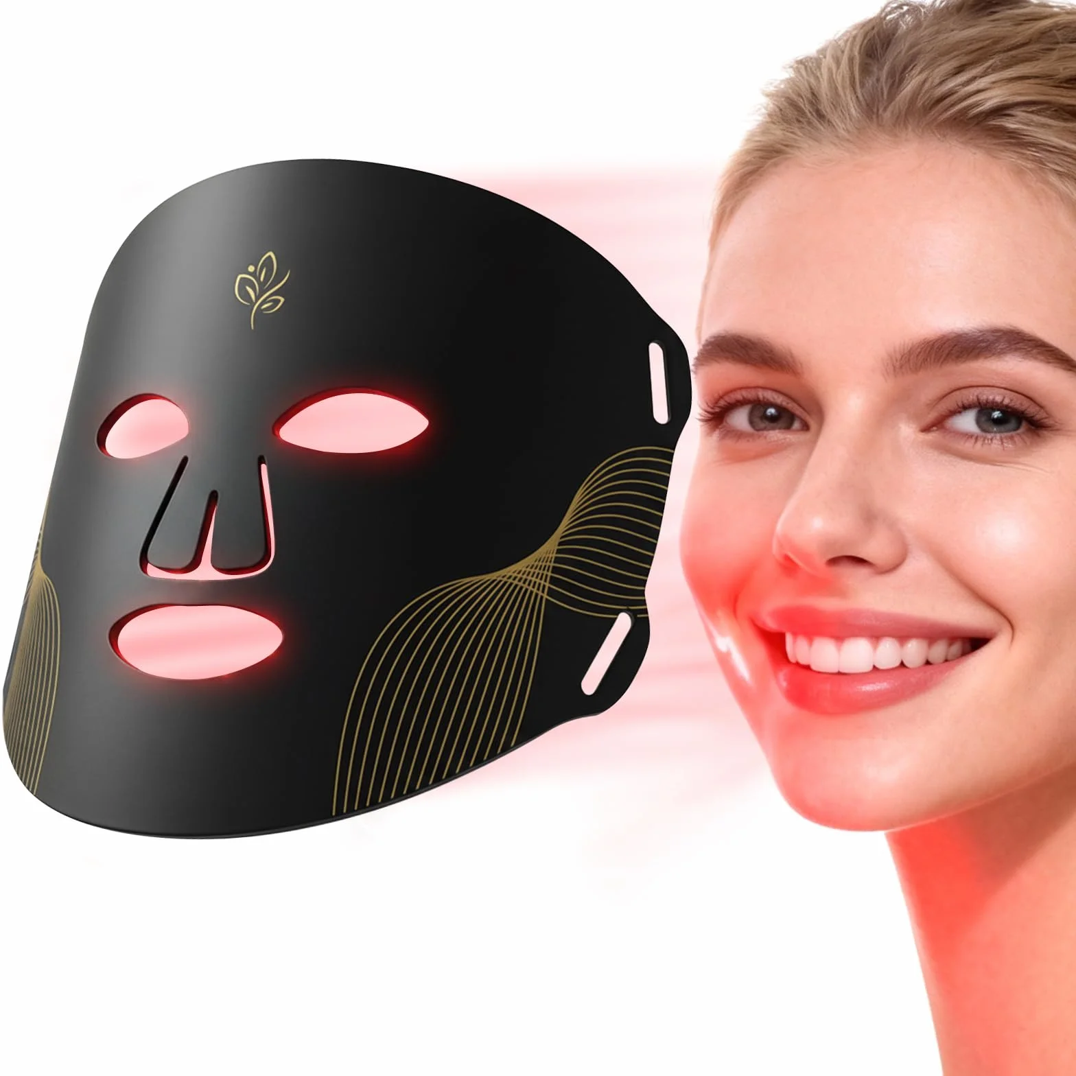 Masque de luminothérapie à LED - Masque facial à lumière rouge - Longueur d'onde rouge pour un usage domestique - Soins de la peau avancés en toute simplicité