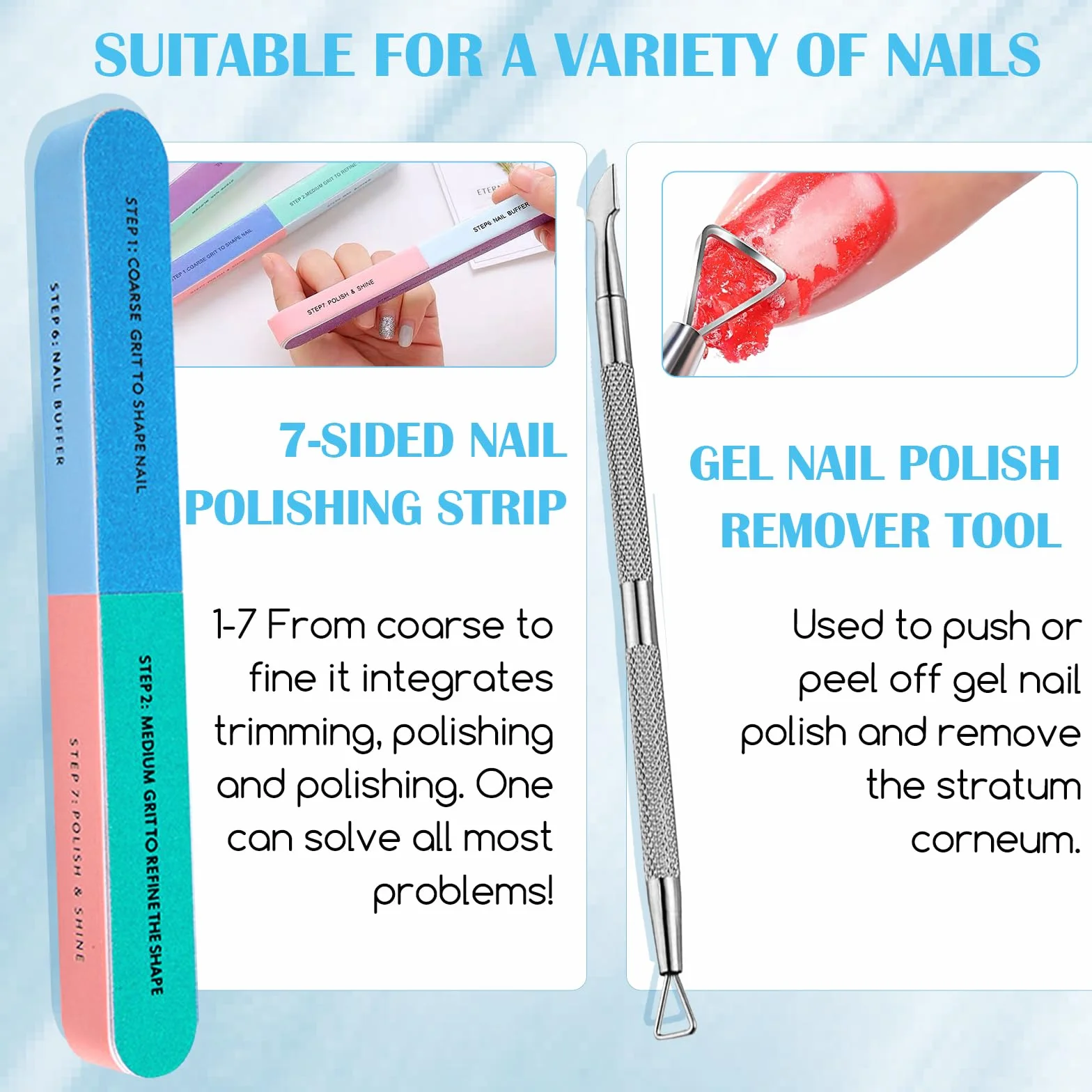 Dissolvant Vernis Semi Permanent 15ml, Gel Nail Polish Remover 3-5 min, avec Lime à Ongles et Cuticle Pusher
