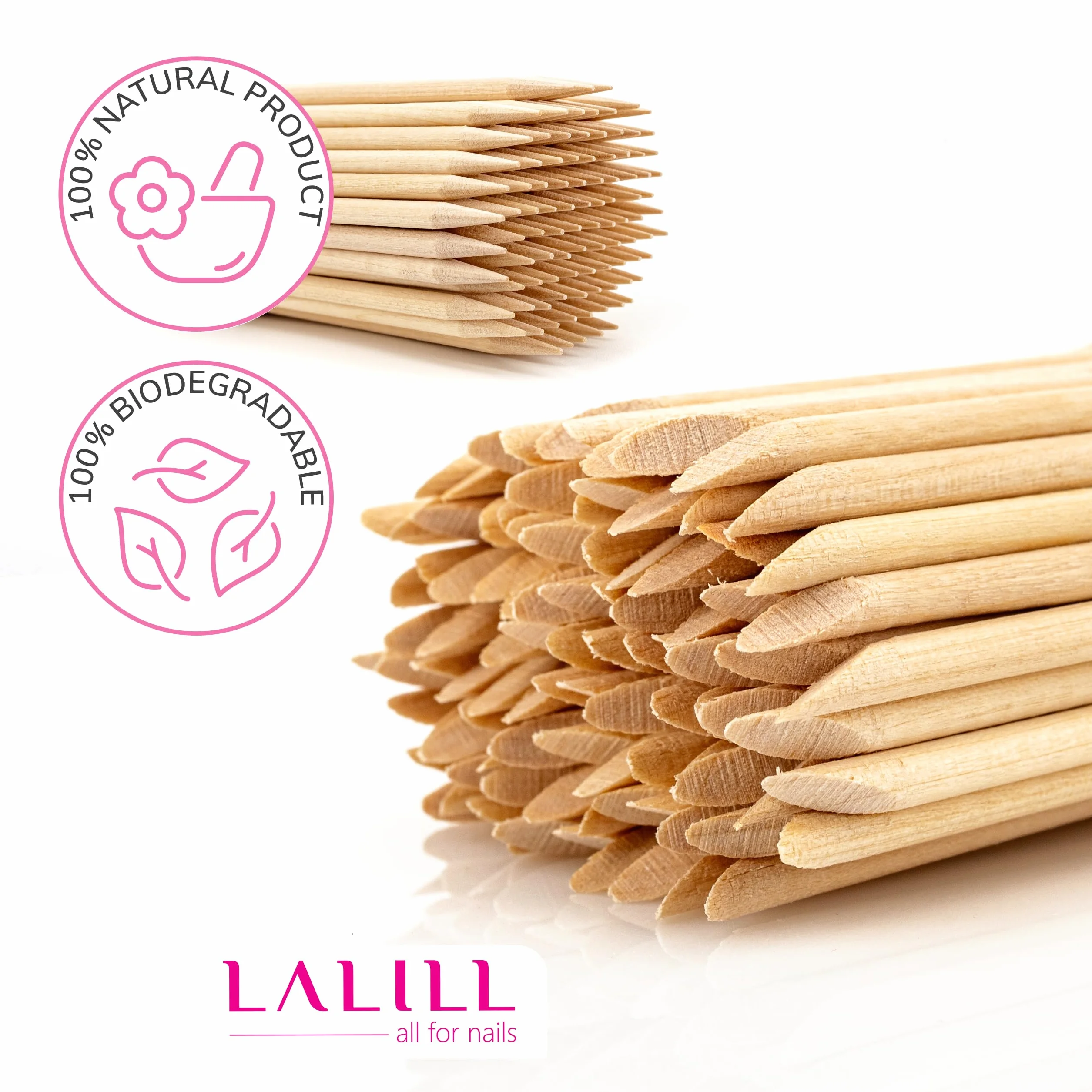 Bâtonnets en Bois Orange 100 Pièces pour Manucure, Pédicure et Cuticules