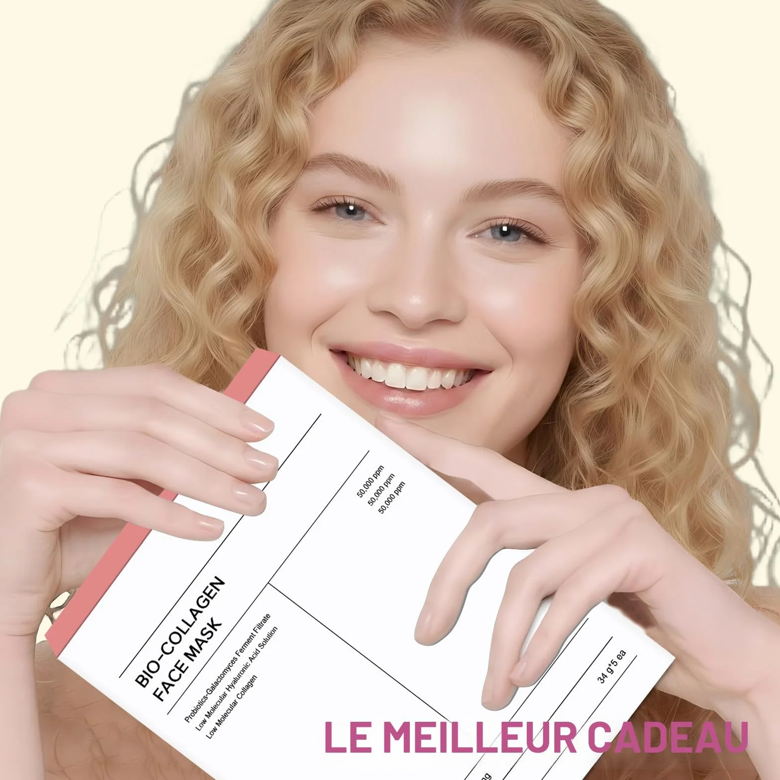 Masque Collagène Visage Bio 5 Pièces Hydratant Anti-âge Resserre les Pores