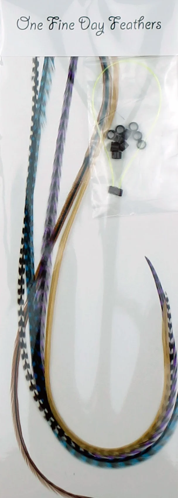 Extensions De Cheveux En Vraies Plumes + anneaux: Midnight Nats (5 plumes)