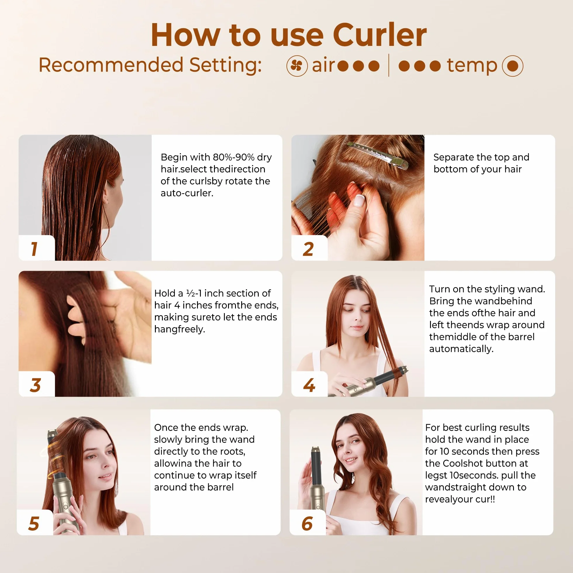 UKLISS Brosse Chauffante Brushing 6 en 1 Hairstyler 1000W Sèche-Cheveux avec Boucleur à Air Blanc Pro
