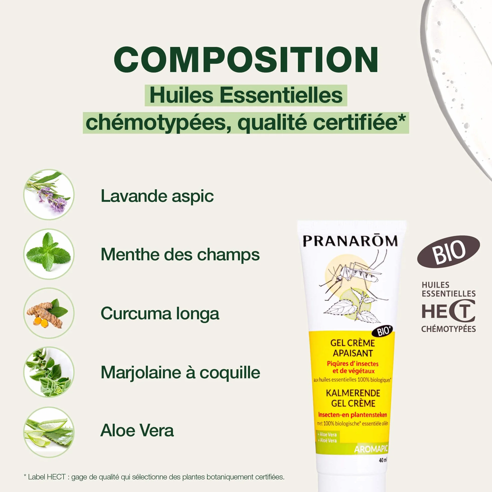 Pranarôm Gel crème Huiles Essentielles Anti-Démangaisons Bio Aromapic 40 mL
