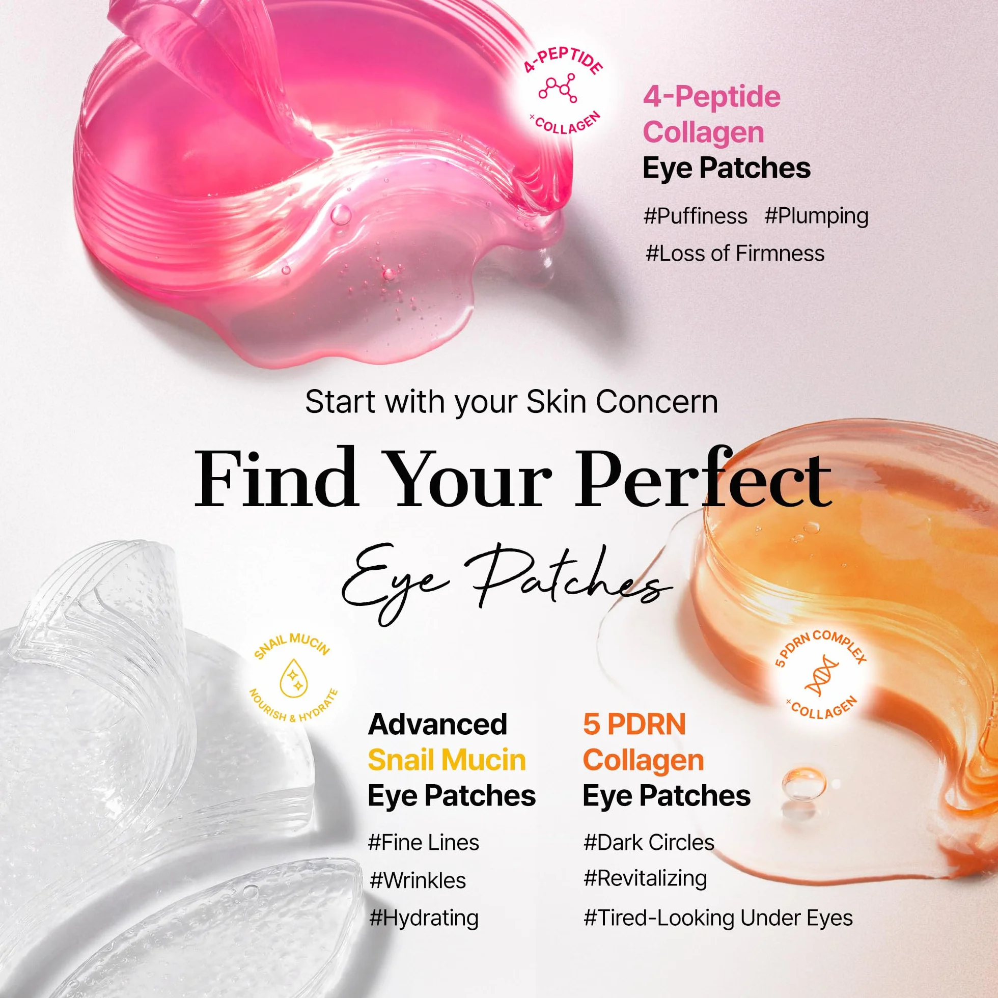 COSRX Peptide Collagen Hydrogel Eye Patch 60 Patches Anti-Cernes Caféine Korean Skincare