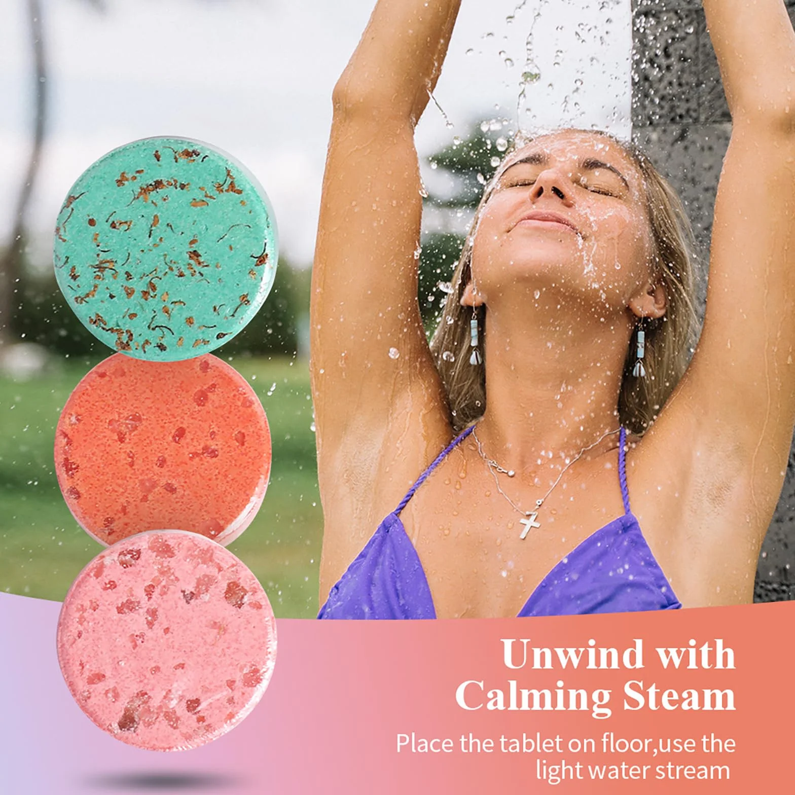 Bombes de Douche Aromathérapie Lavande Romarin Jasmin Rose Pamplemousse Cadeau Anniversaire