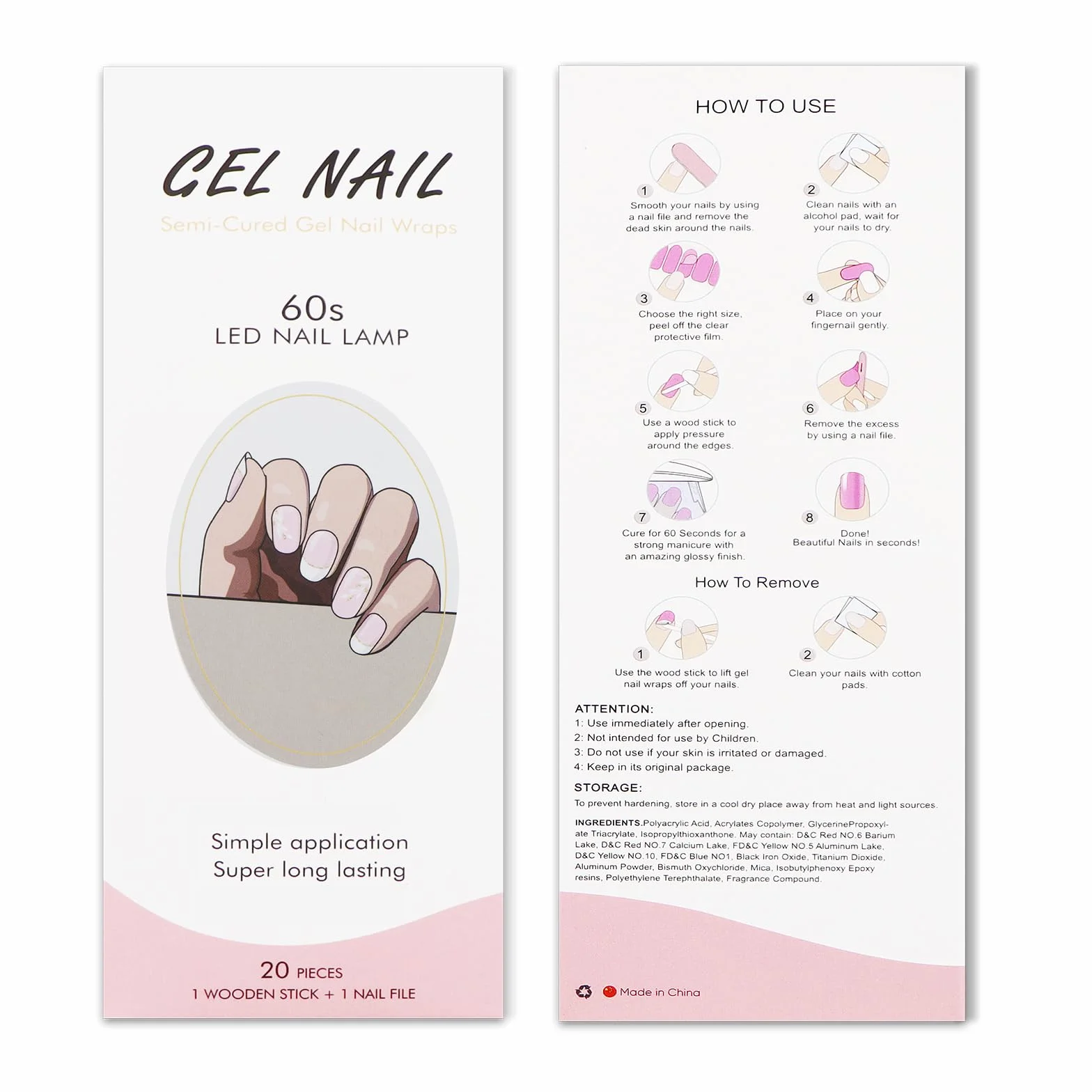 Autocollants pour ongles en gel French Tip blanc semi durcies UV LED
