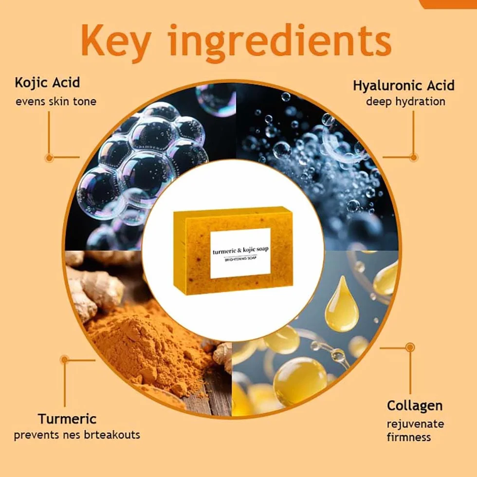 LOPHE Savon au Curcuma et Acide Kojique Éclaircissant Intense - Hydratation Profonde pour Corps et Visage