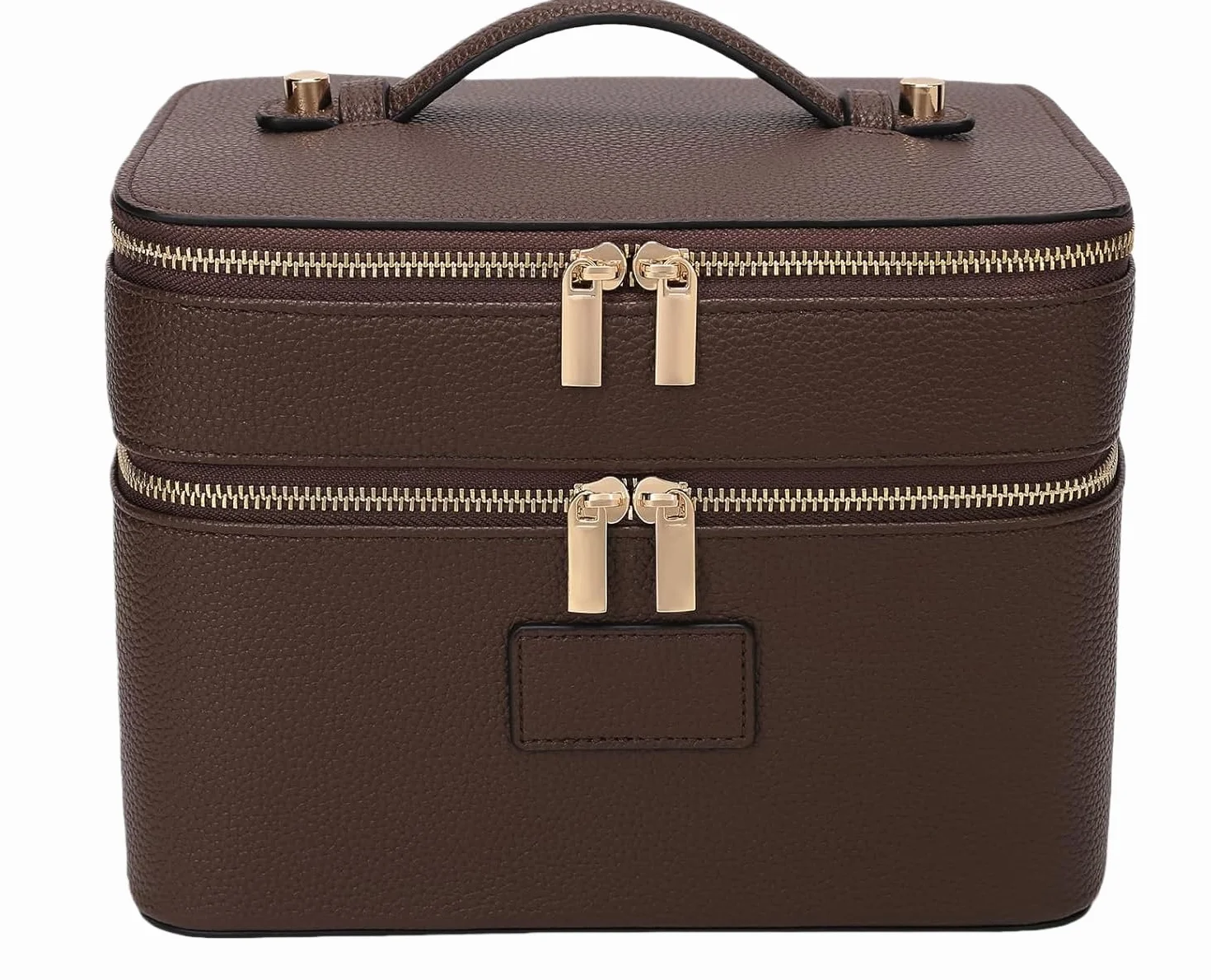 Vanity Maquillage en Cuir Double Couche Femme, Grande Trousse de Maquillage Voyage avec Compartiment Amovible, Trousse de Toilette Imperméable Portable
