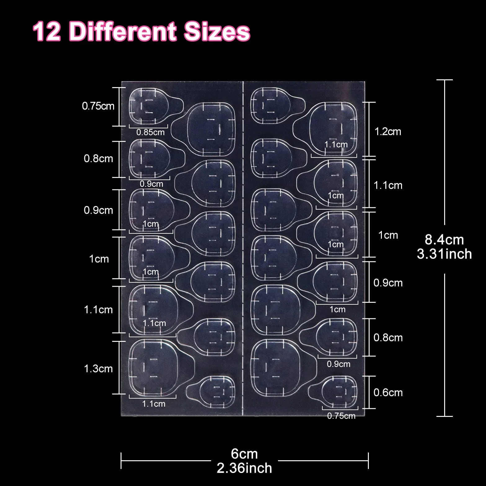 Autocollants à Ongles 240 Pcs, Faux Onglets Autocollants Double Face, Adhésif Transparent pour Nail Art
