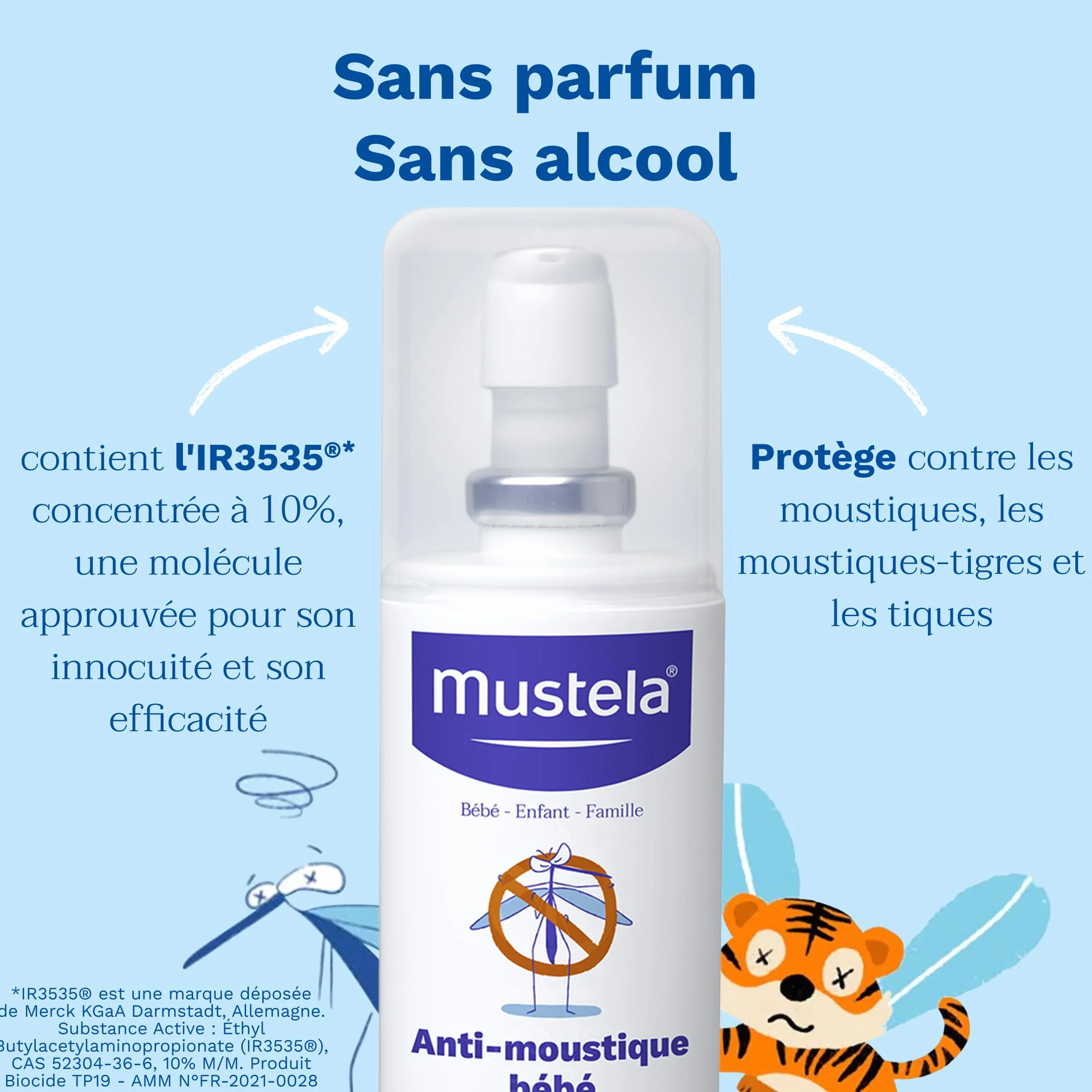 Mustela Lotion Anti Moustique Bébé IR3535® Protection Moustiques Tiques Sans Parfum 8h