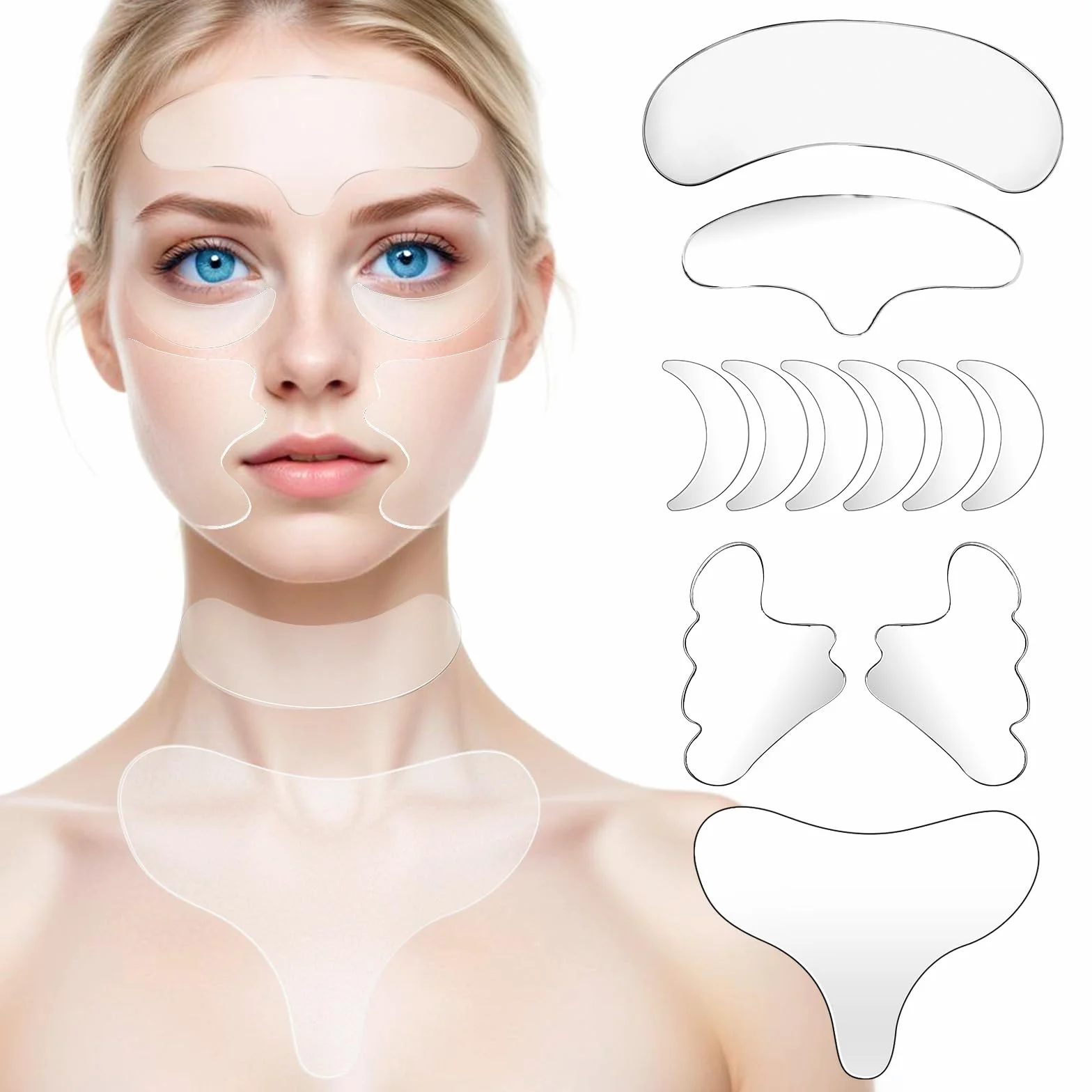 Masques anti-rides en silicone Dimeho Lot de 11 coussinets oculaires réutilisables