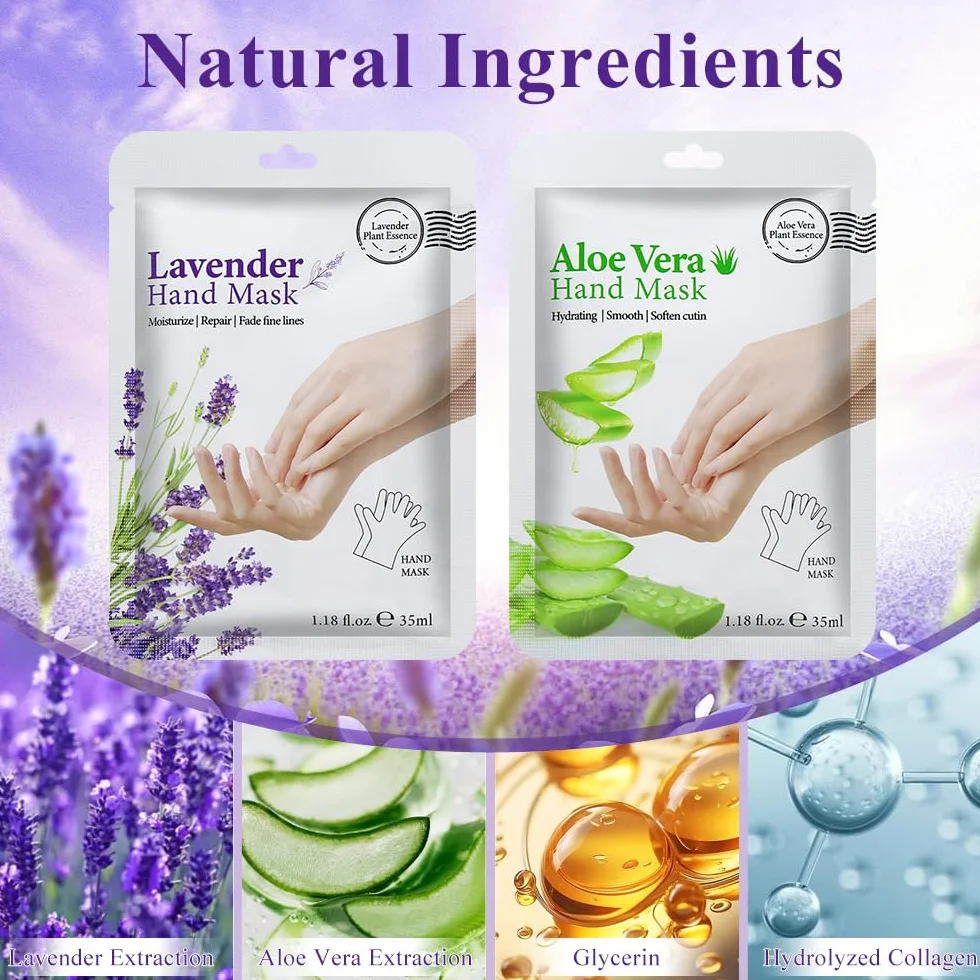 Gants Hydratants 6 Paires Masque de Main Nourrissant Exfoliants Peau Sèche