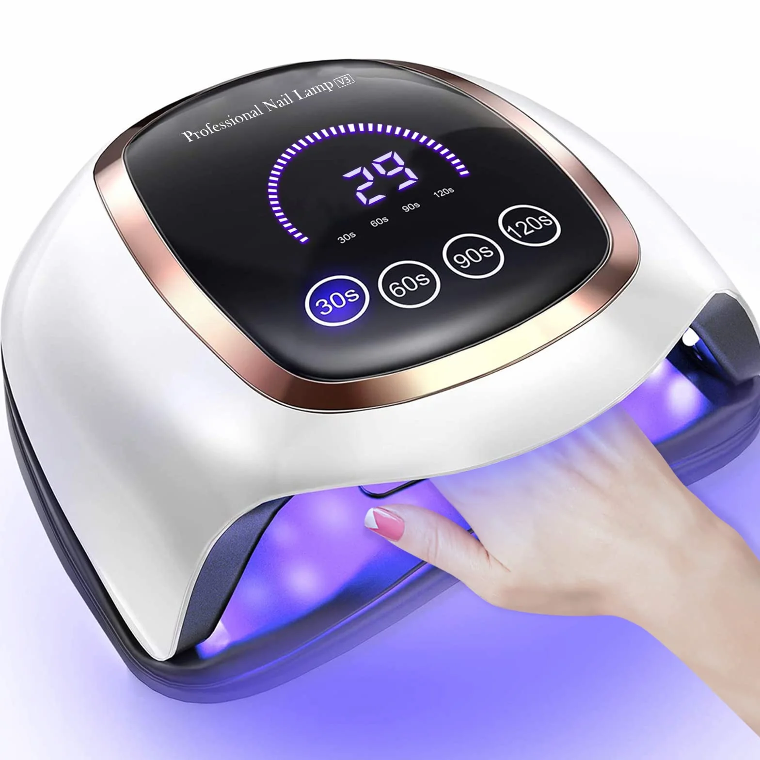 Lampe UV Ongles Gel LED avec Grand Écran LCD Tactile de 7,5 Pouces, 4 Réglages de Minuterie, Capteur Automatique, Sèche-Ongles Professionnel pour DIY, Débutants et Usage à Domicile ou Salon